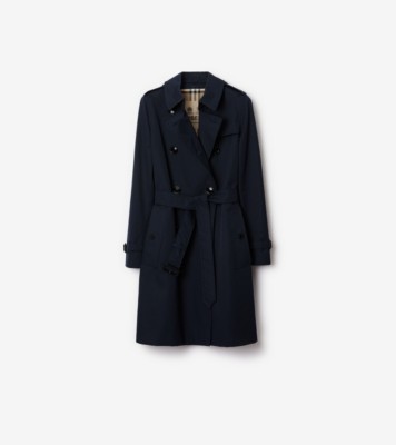 Mid-length Kensington Heritage Trench Coat in Coal blue - Women, Cotton  Gabardine | Burberry® Official