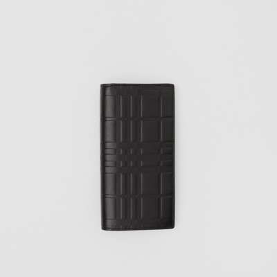 Embossed Check Leather Continental Wallet