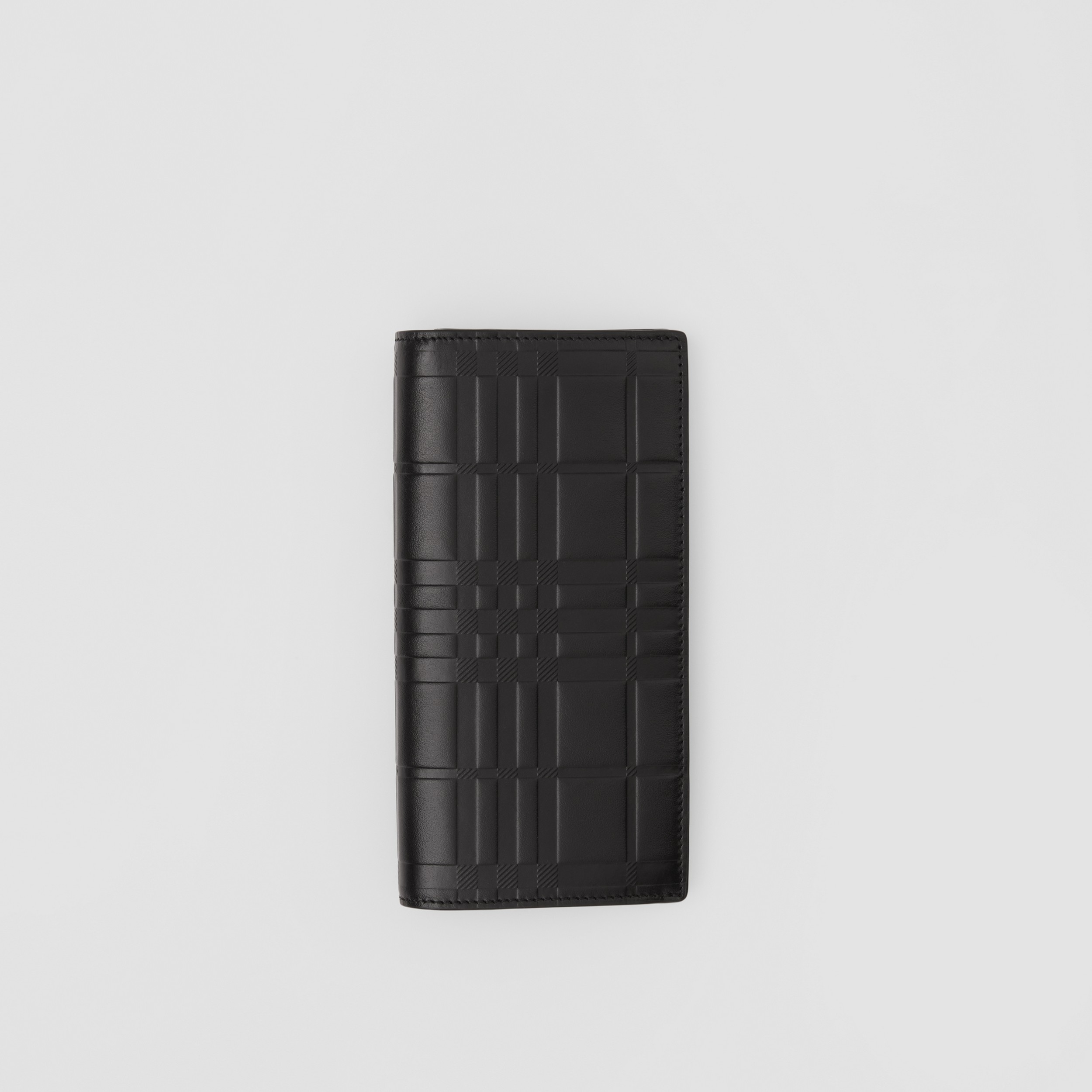 Embossed Check Leather Continental Wallet in Black - Men | Burberry® Official - 1