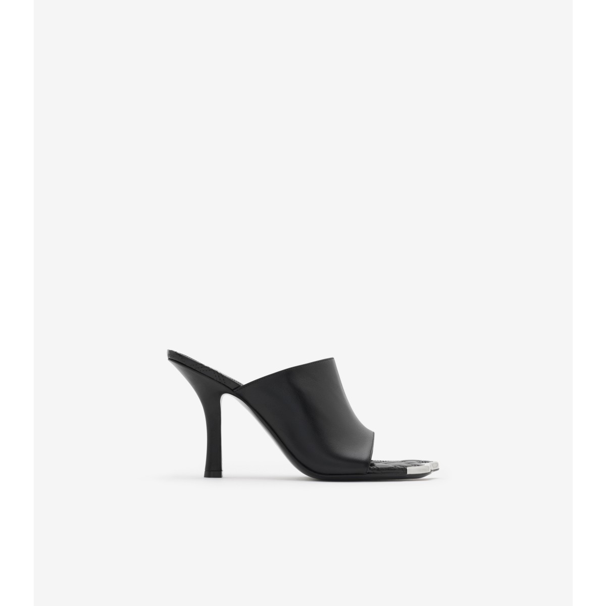 Burberry 80mm Duck High Leather Mules In Black