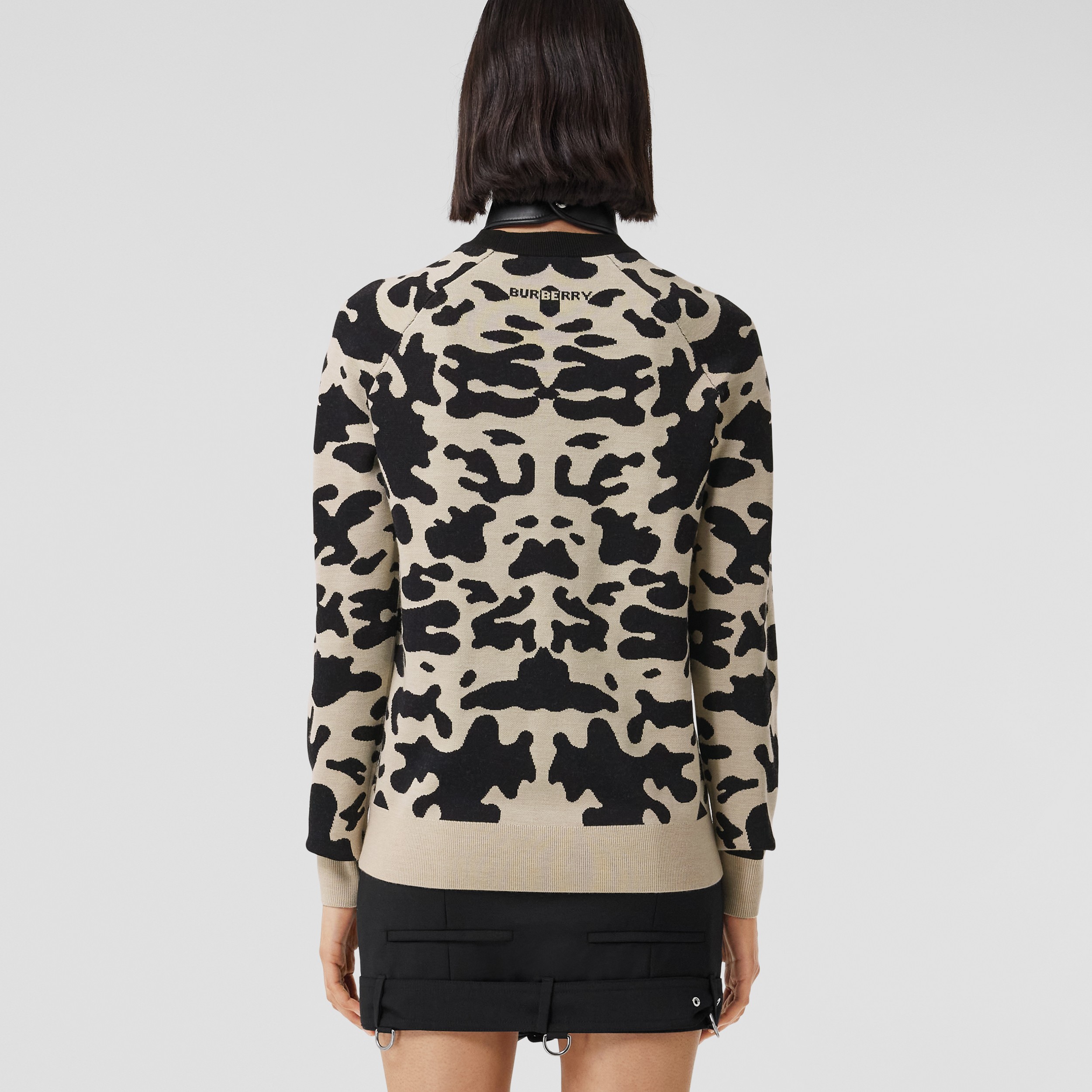 Cow Print Viscose Wool Sweater in Black - Women | Burberry® Official - 3
