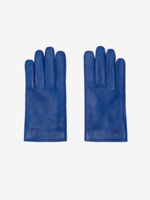 Burberry Leather Gloves In Blue