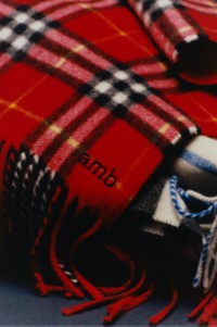 Check Cashmere Scarf in Red with Personalised Initials.