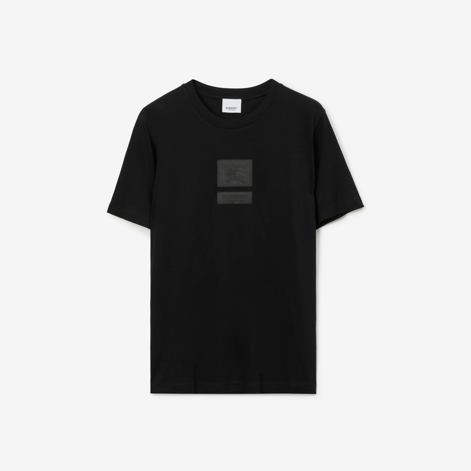 马术骑士徽标粘胶纤维丝质混纺 T 恤衫 (黑色) - 女士 | Burberry® 博柏利官网