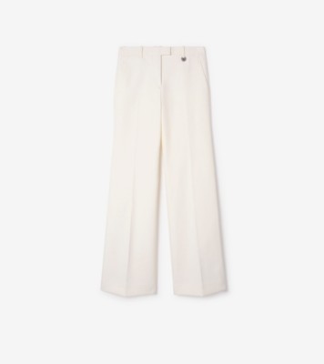 Cotton Blend Tailored Trousers in Seashell white - Women | Burberry® Official