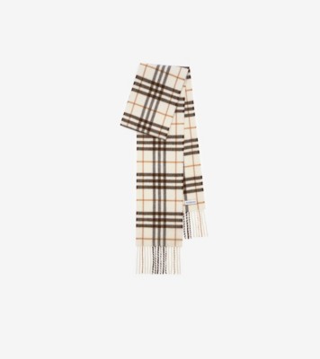 ナロー チェック カシミアスカーフ (ペブルホワイト) | Burberry®公式