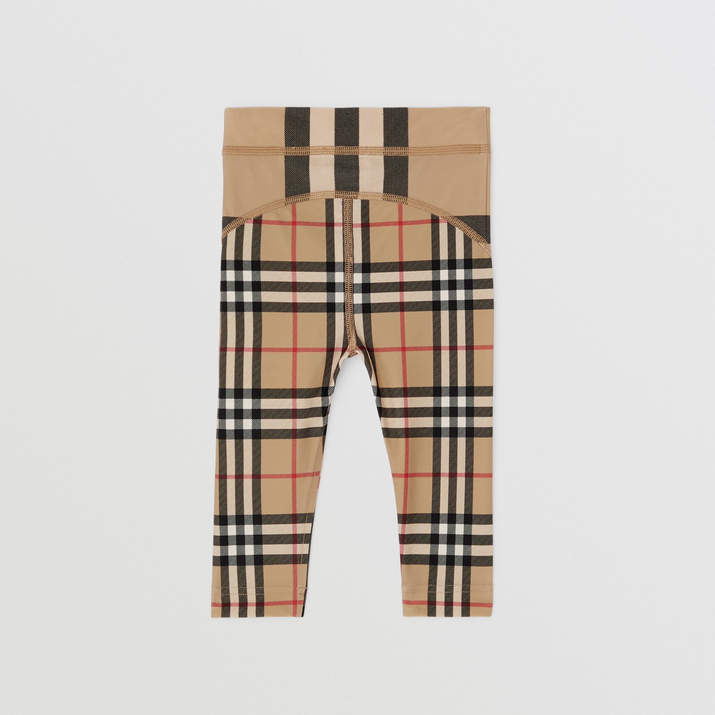 对比格纹弹力尼龙紧身裤 (典藏米色) - 儿童 | Burberry® 博柏利官网 - 4