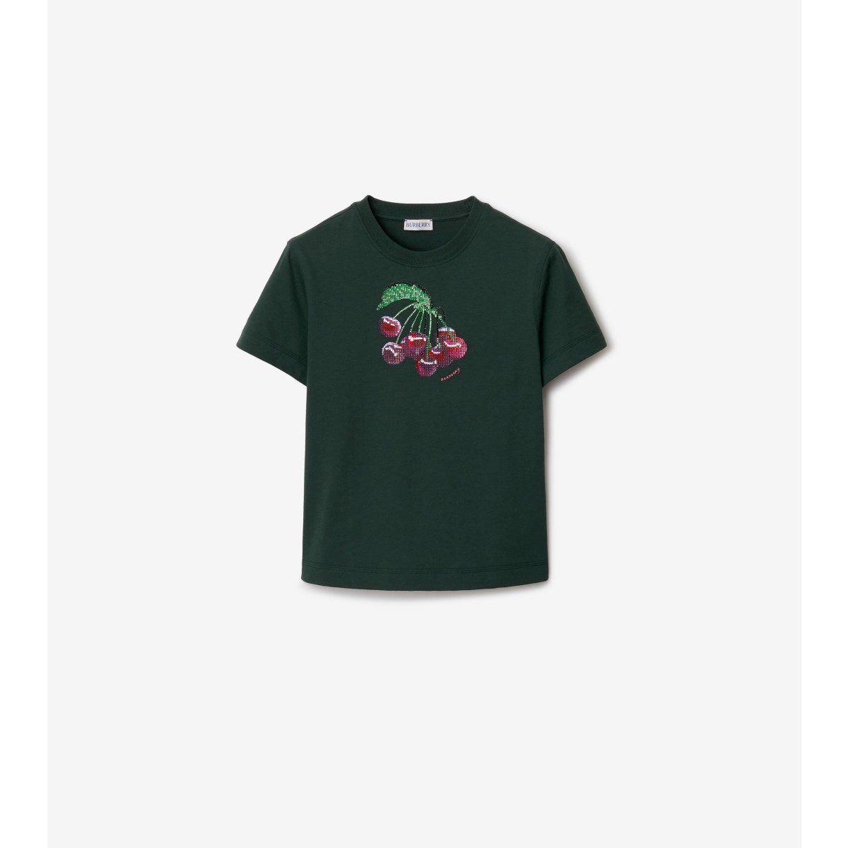 Burberry Crystal-embellished Cotton T-shirt In Fir