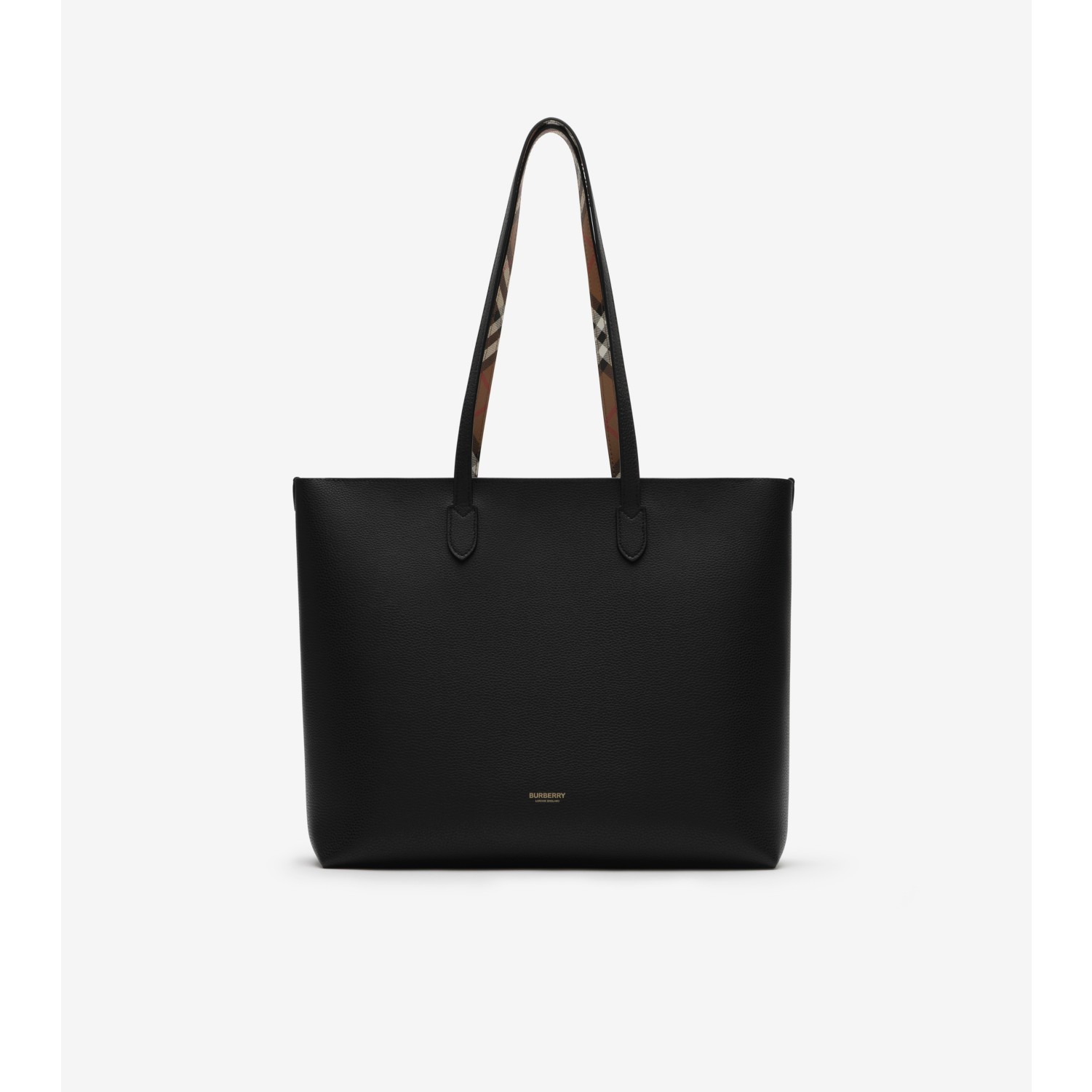 Medium Check-lined Tote in Black - Women | Burberry® Official