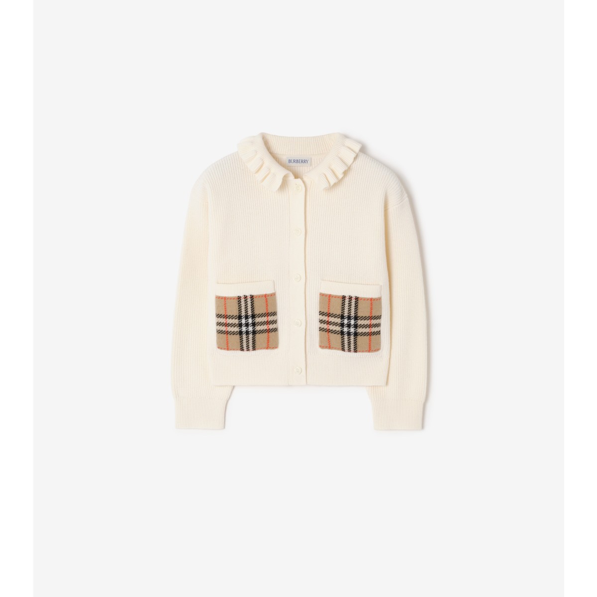  Check Pocket Cotton Wool Cardigan