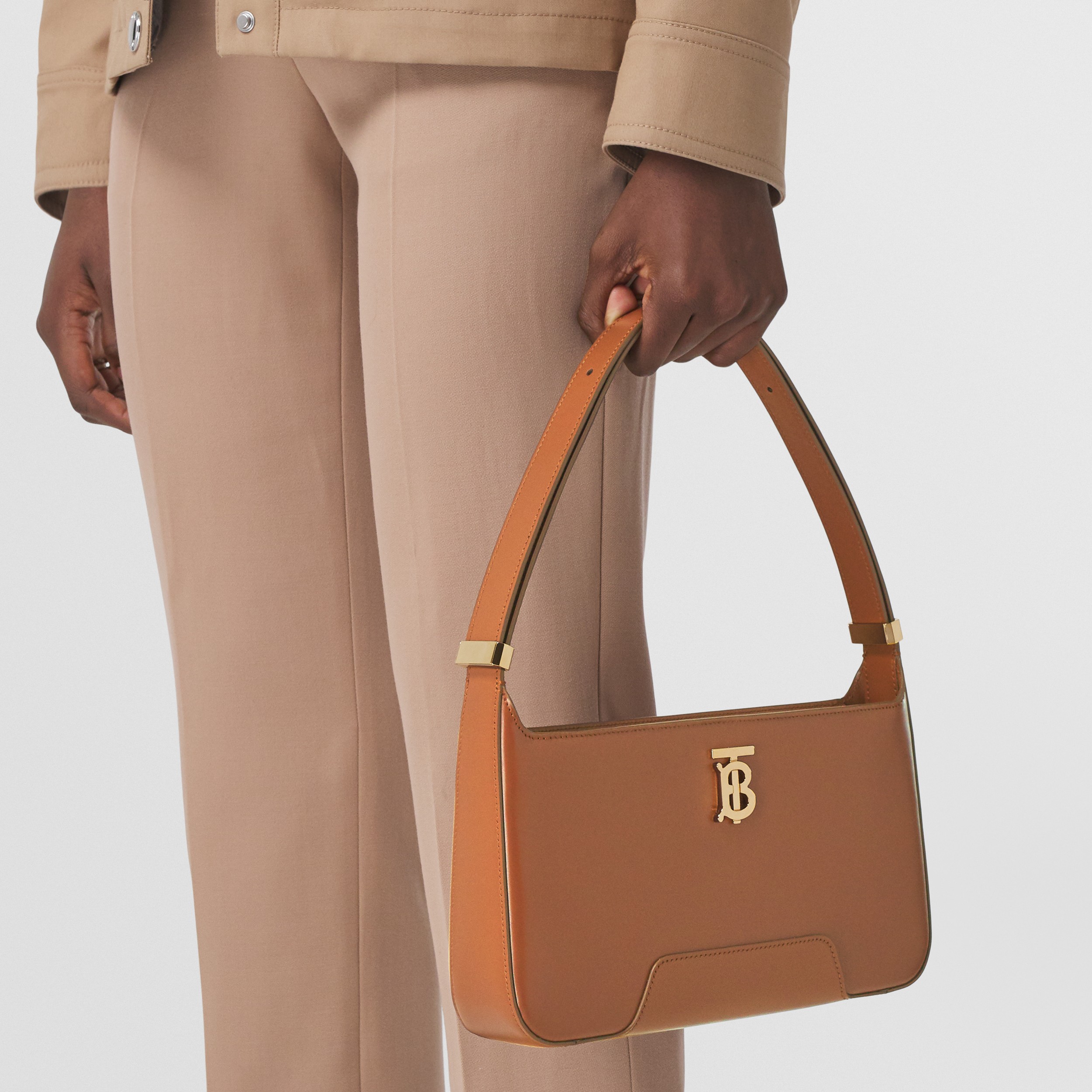 Leather TB Shoulder Bag in Warm Tan - Women | Burberry® Official - 3