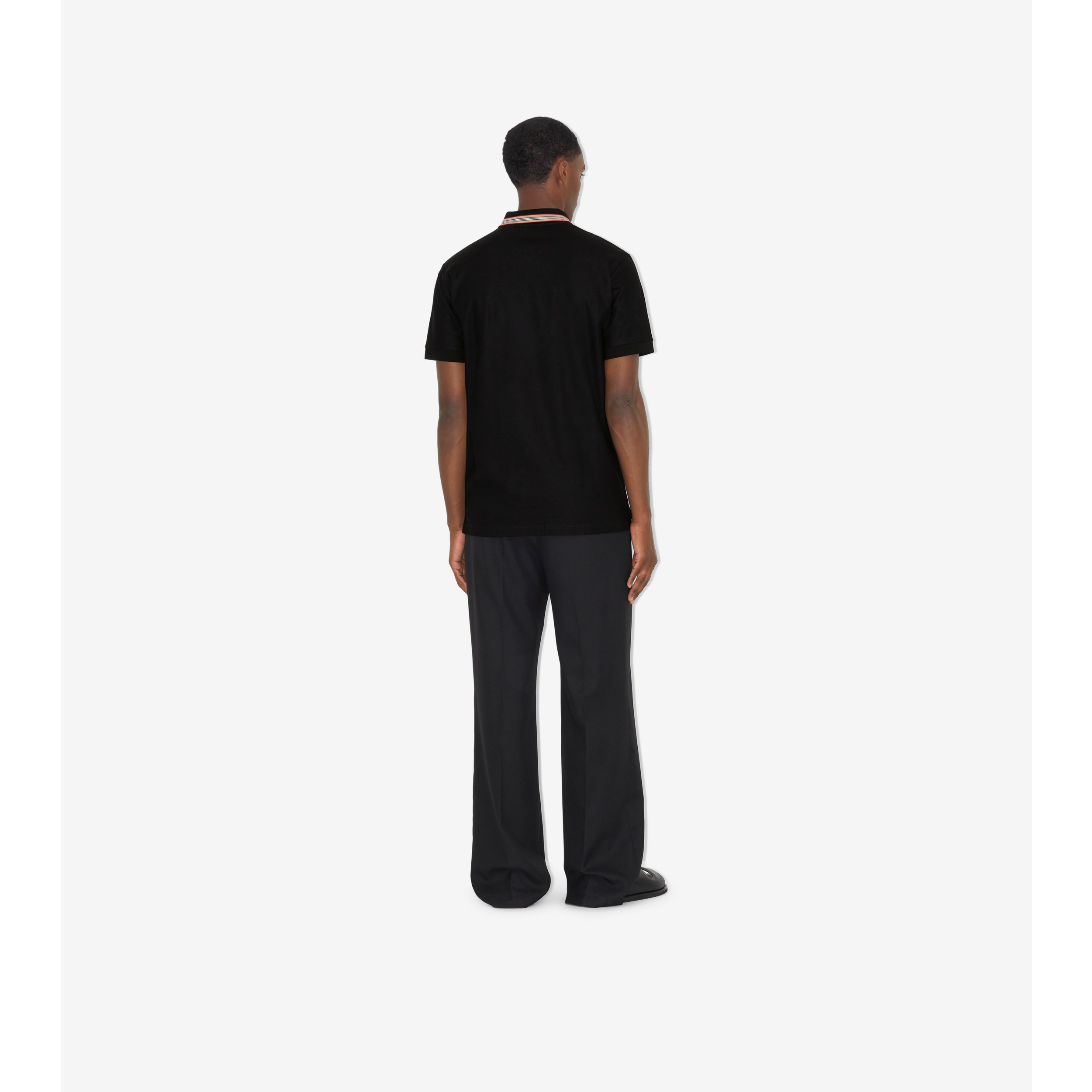 Icon Stripe Collar Polo Shirt in Black - Men | Burberry® Official