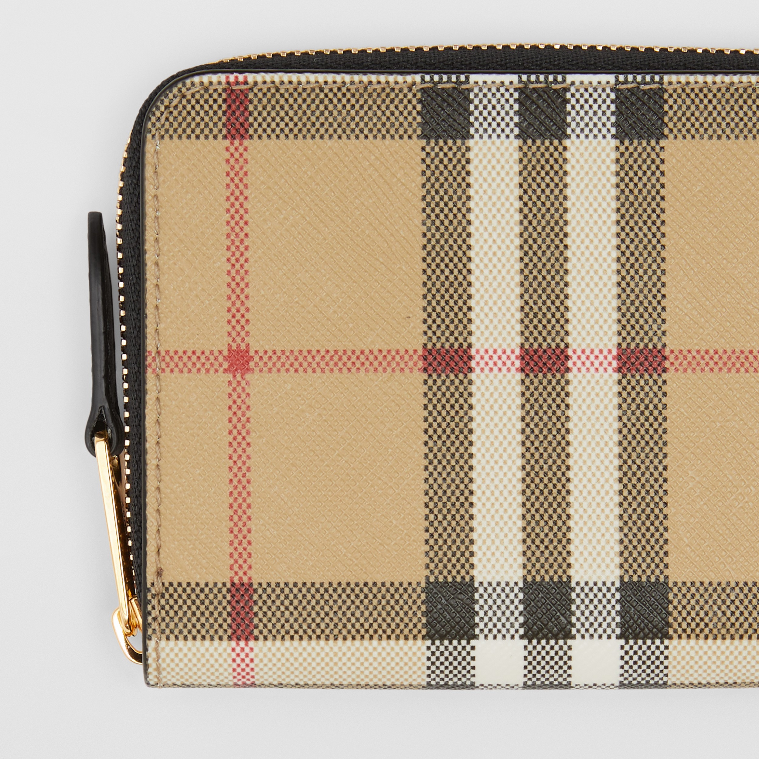 Brieftasche aus Vintage Check-Gewebe und Leder mit Reißverschluss (Vintage-beige/schwarz) - Damen | Burberry® - 2