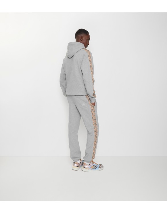 Check Trim Cotton Jogging Pants