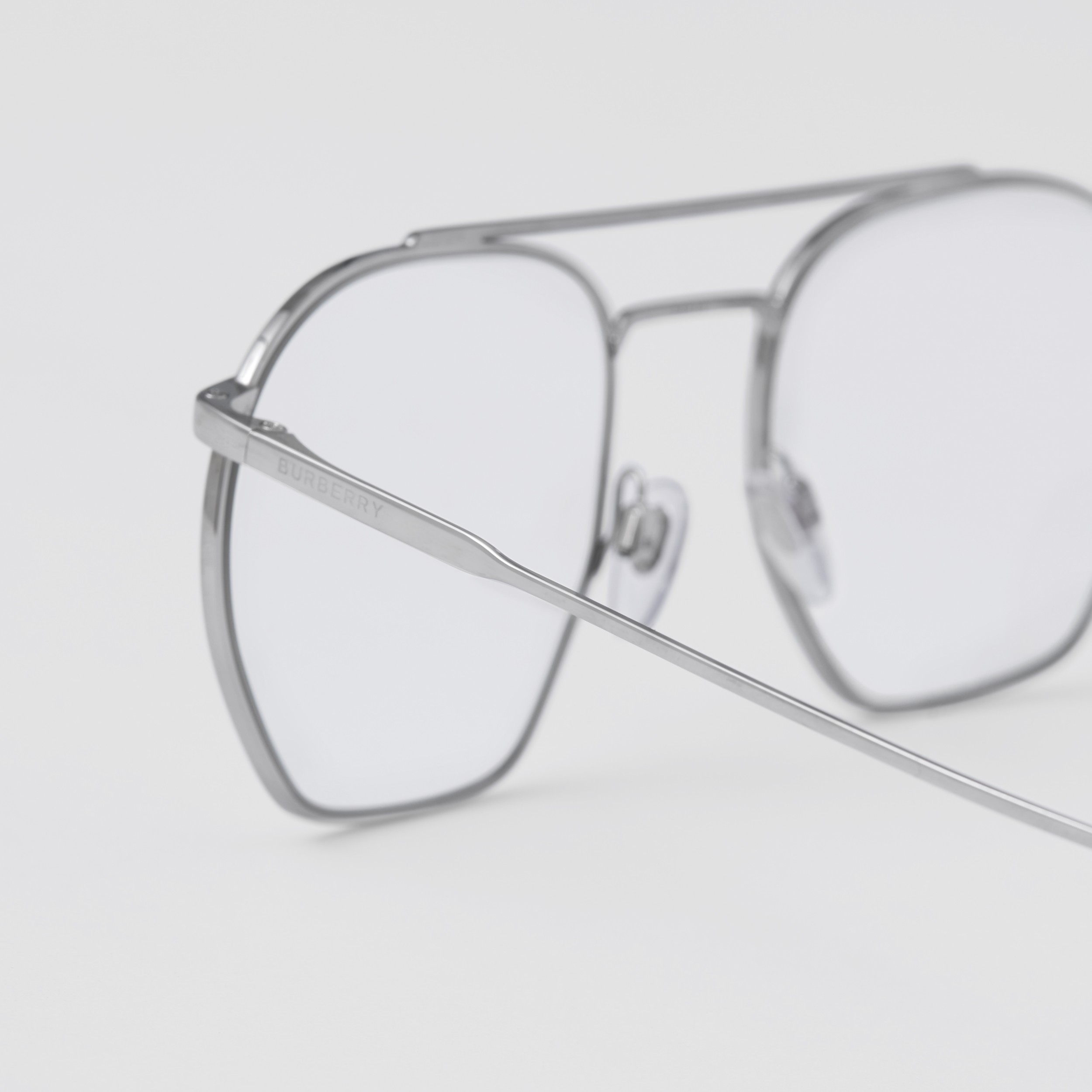 Geometric Blue Light Glasses in Gunmetal Grey - Men | Burberry United ...