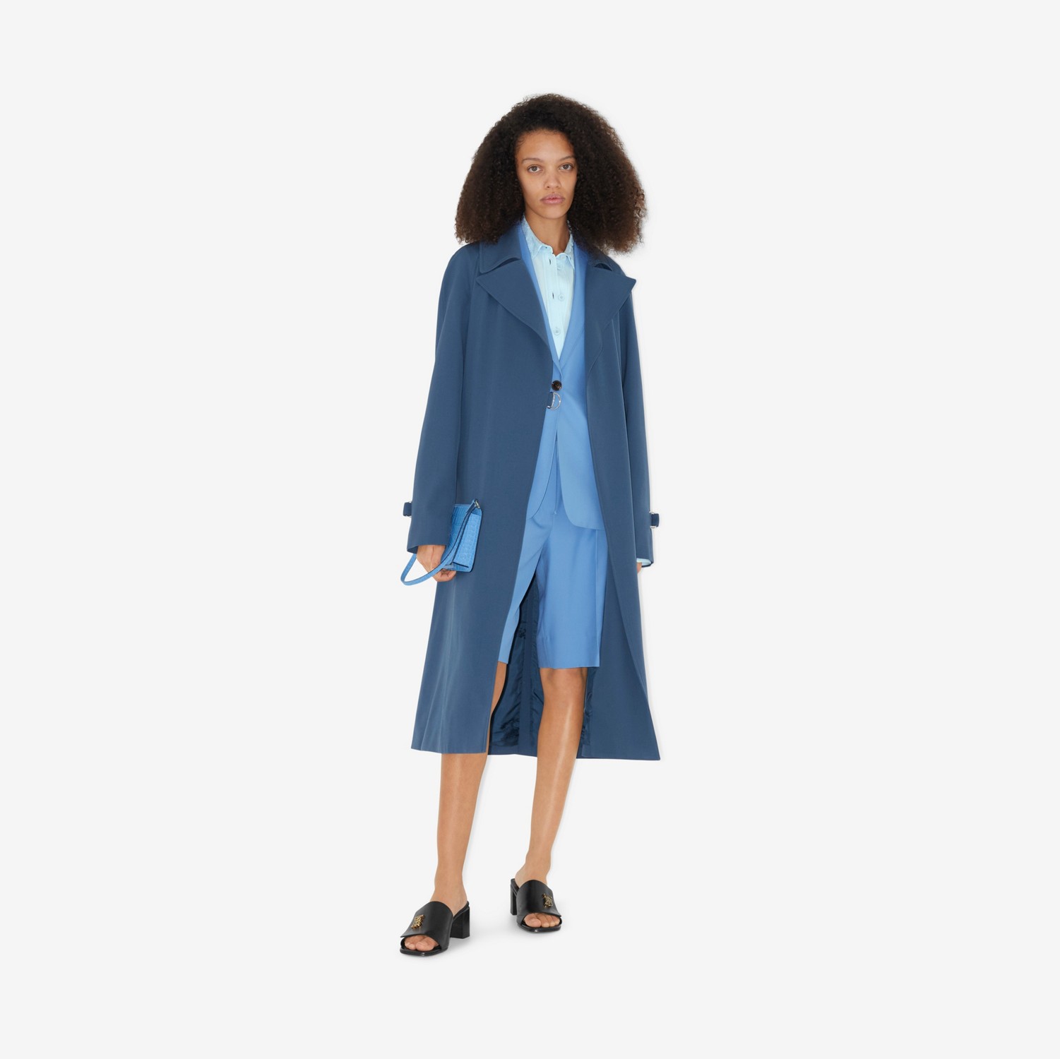 Abrigo cruzado en lana con anillas en D (Azul Marino Discreto) - Mujer | Burberry® oficial