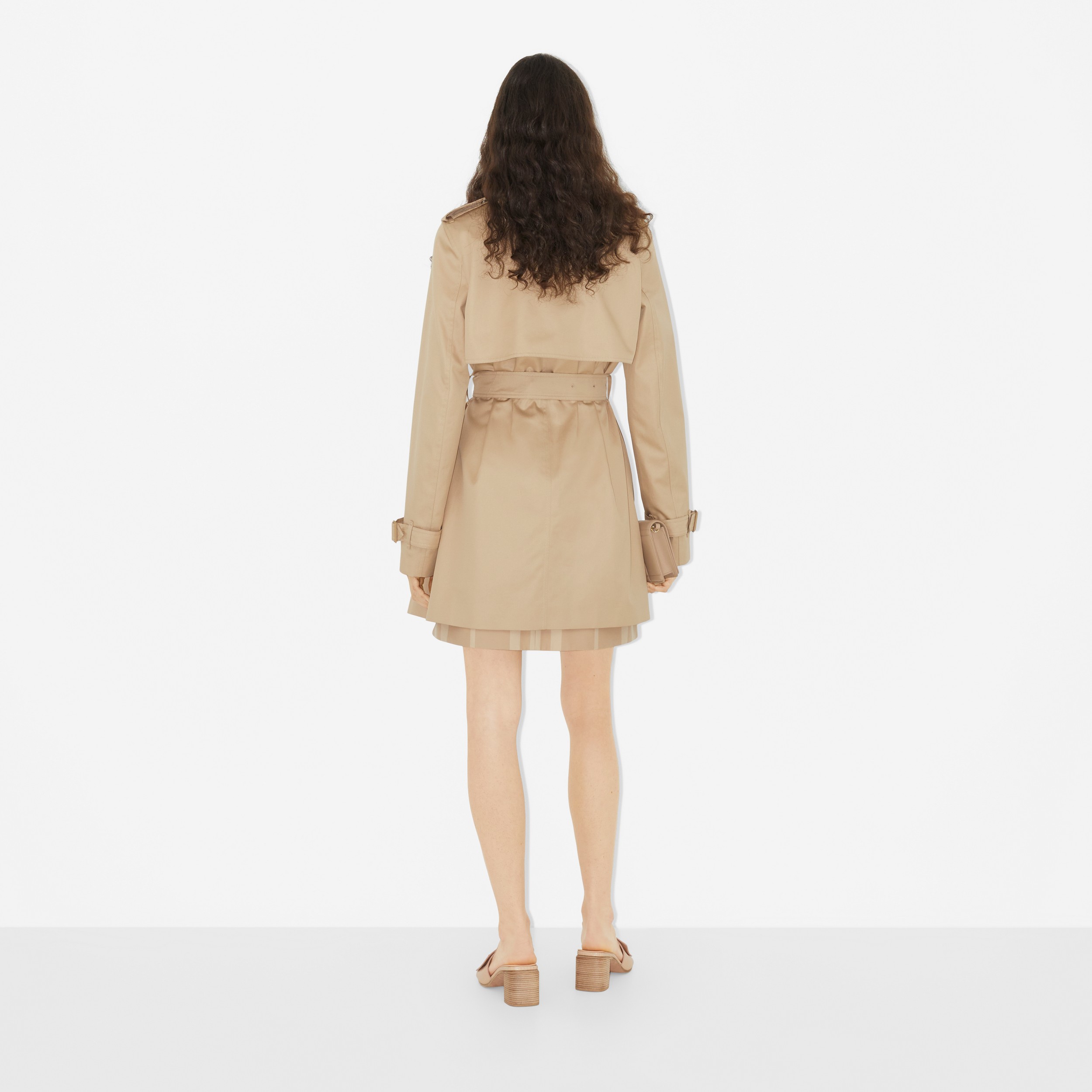 Trench coat en algodón de gabardina con paneles Check (Rosa Beige Suave) - Mujer | Burberry® oficial - 4