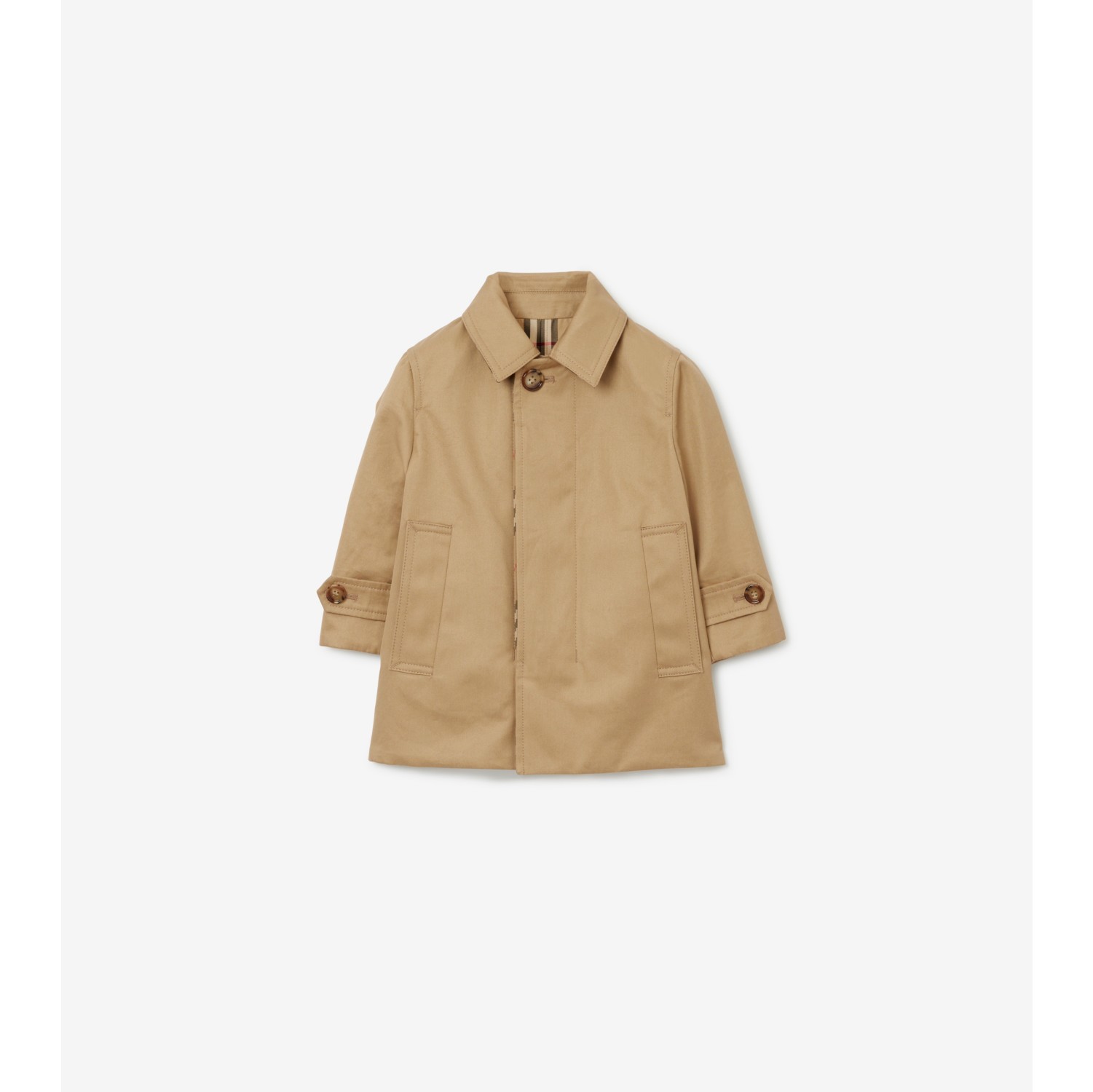 Reversible Check Gabardine Car Coat in Archive Beige - Children