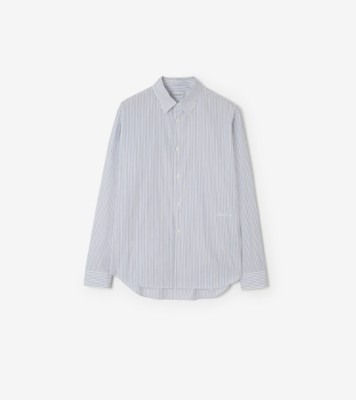 Relaxed Fit Striped Cotton Shirt in Blue/white - Men | Burberry