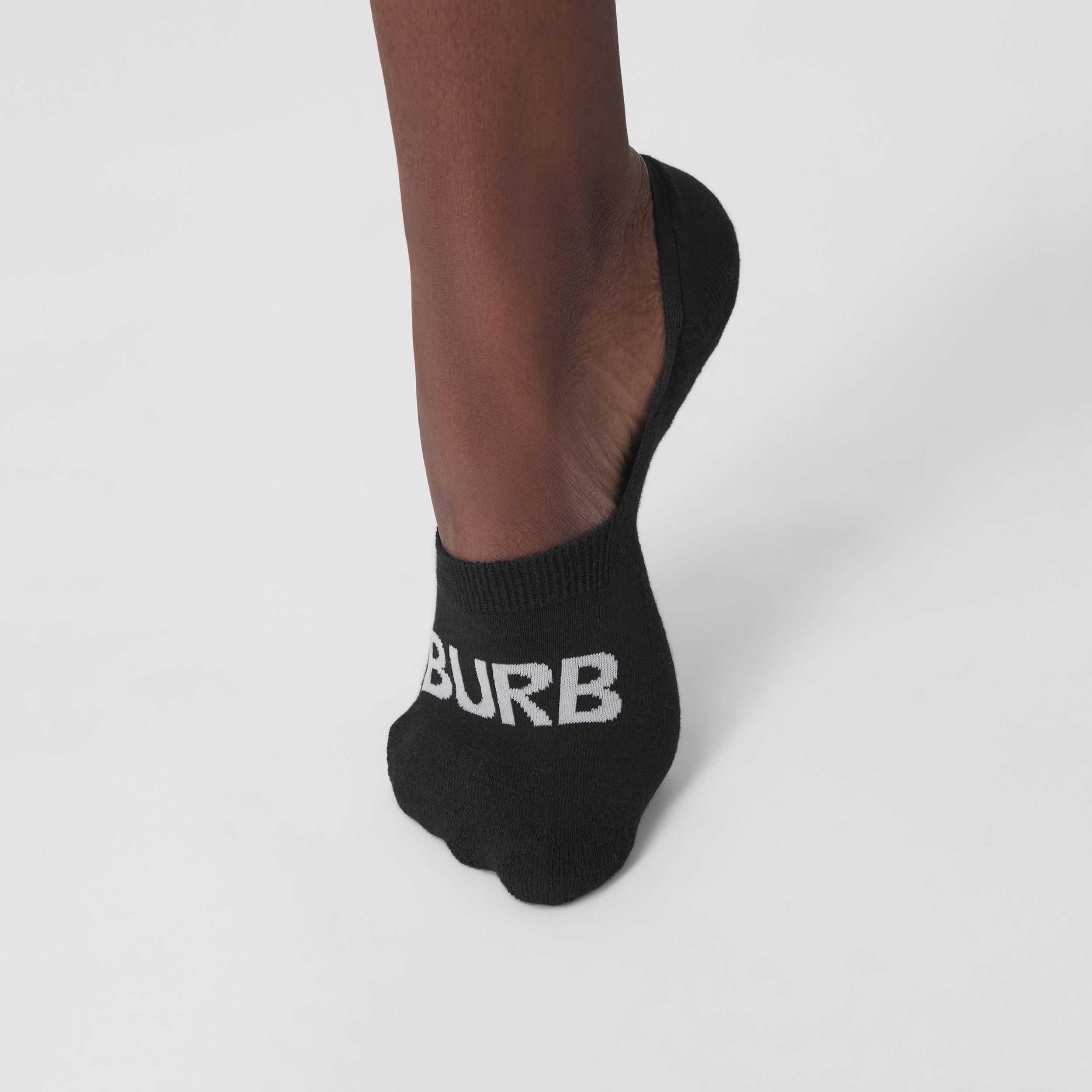 Logo Intarsia Cotton Blend Sneaker Socks in Black | Burberry® Official - 4
