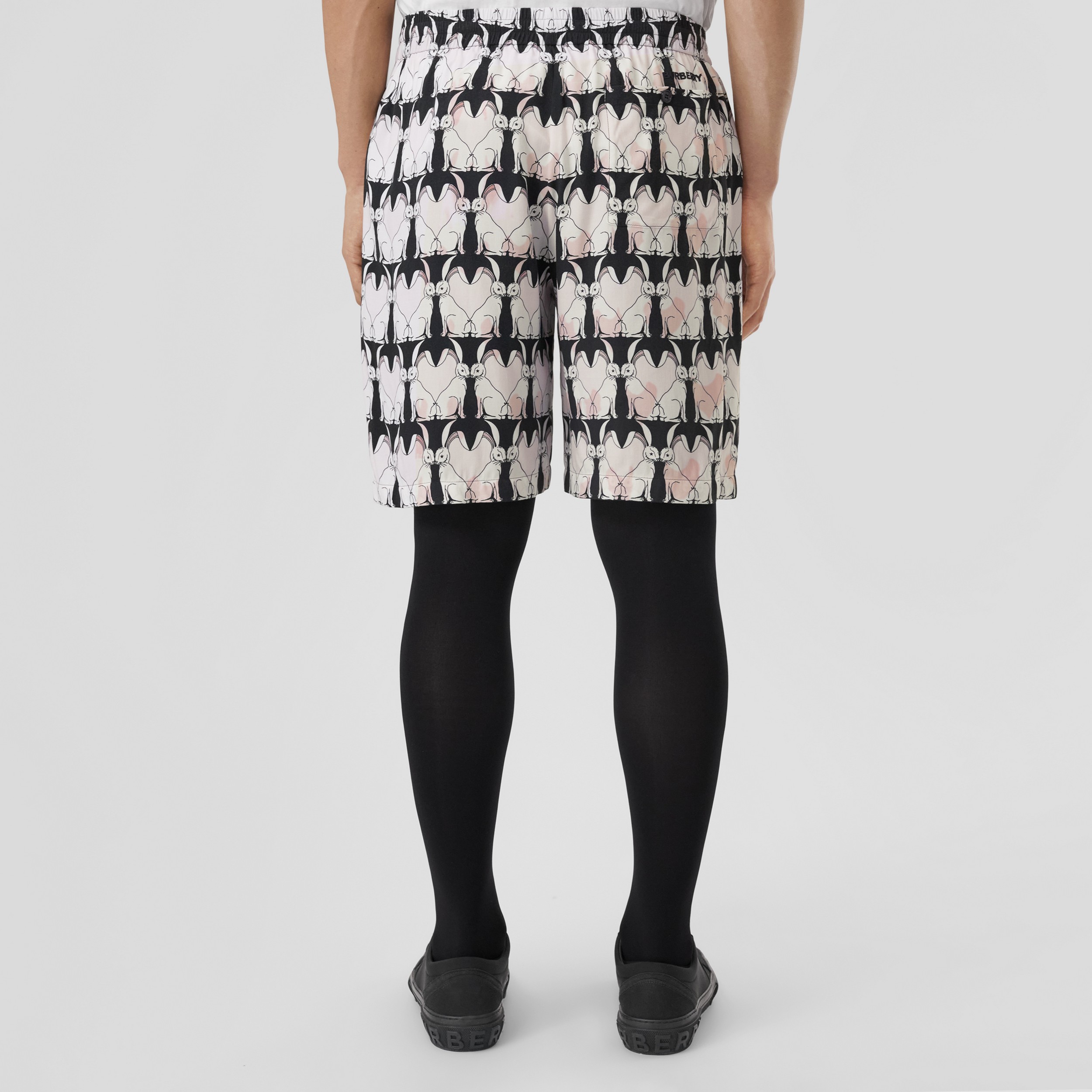 Rabbit Print Viscose Shorts in Black - Men | Burberry® Official - 3