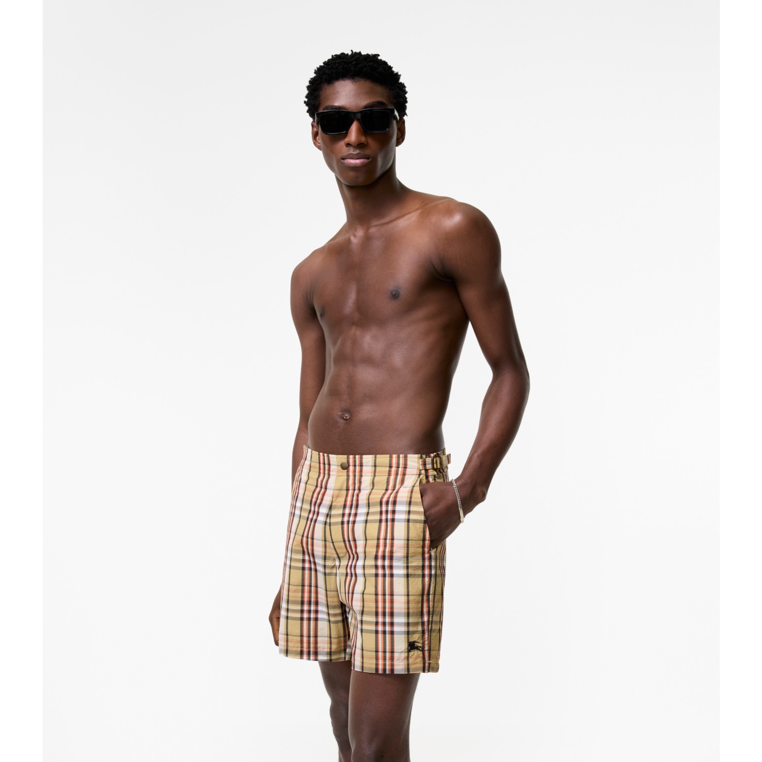 Short de bain en seersucker Check