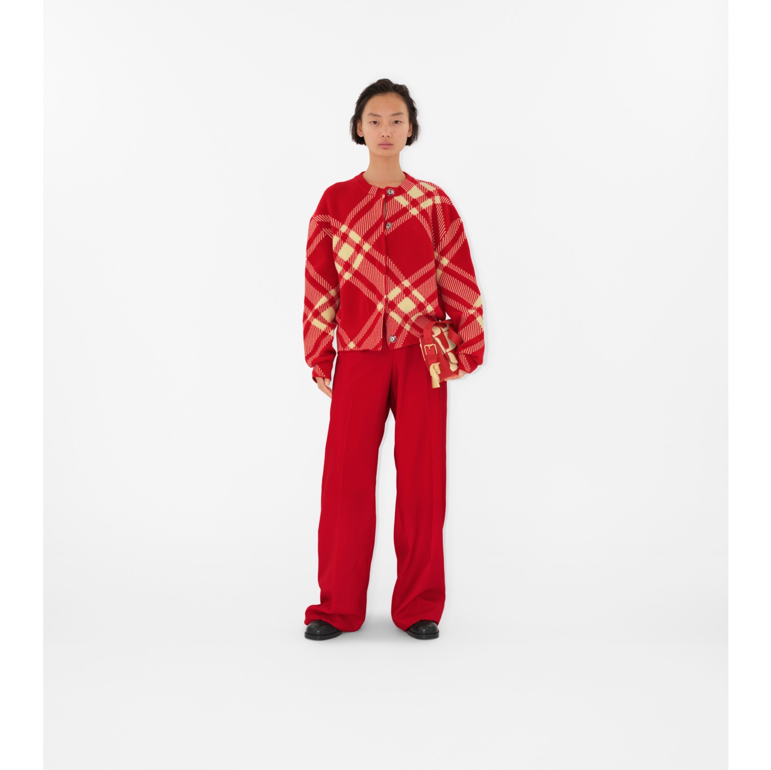 Check Wool Blend Cardigan in Pillar - Women | Burberry® Official