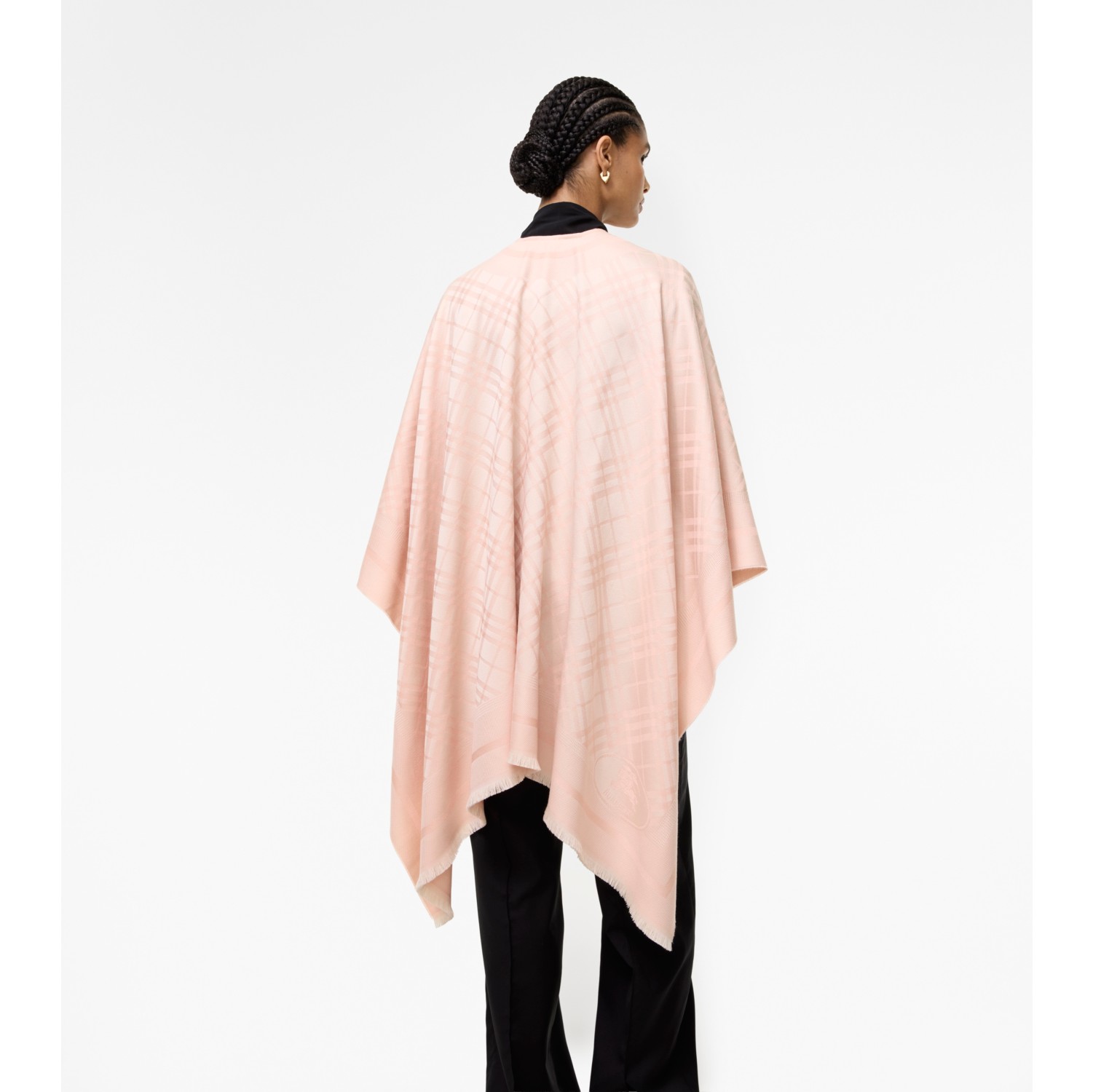 Check Wool Cashmere Cape in Compact pink | Burberry® Official