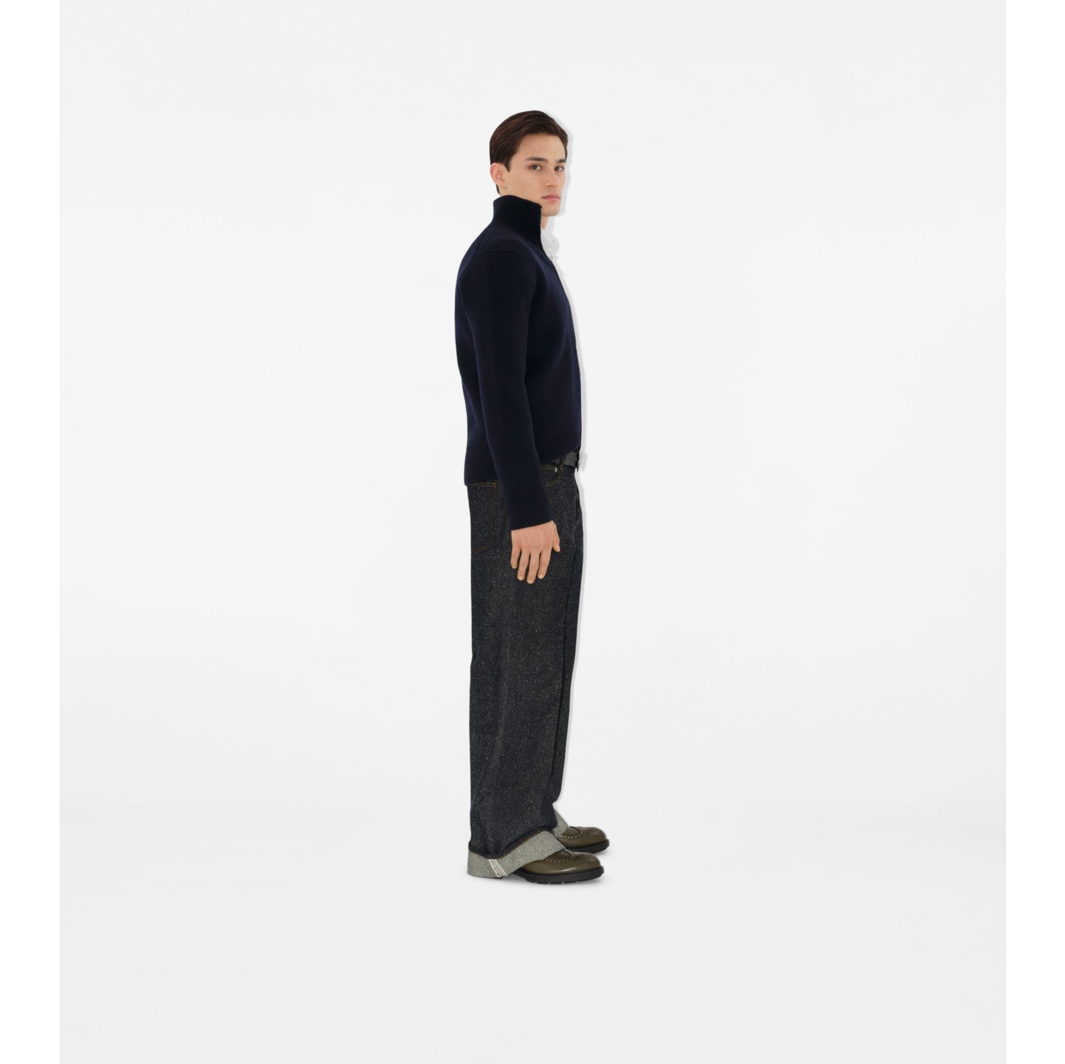 Pull zippé en laine mélangée