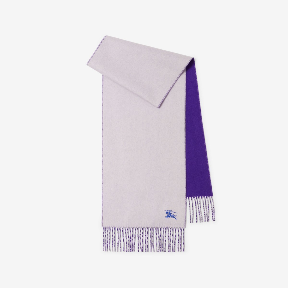 Shop Burberry Reversible Cashmere Scarf In Haze/royal