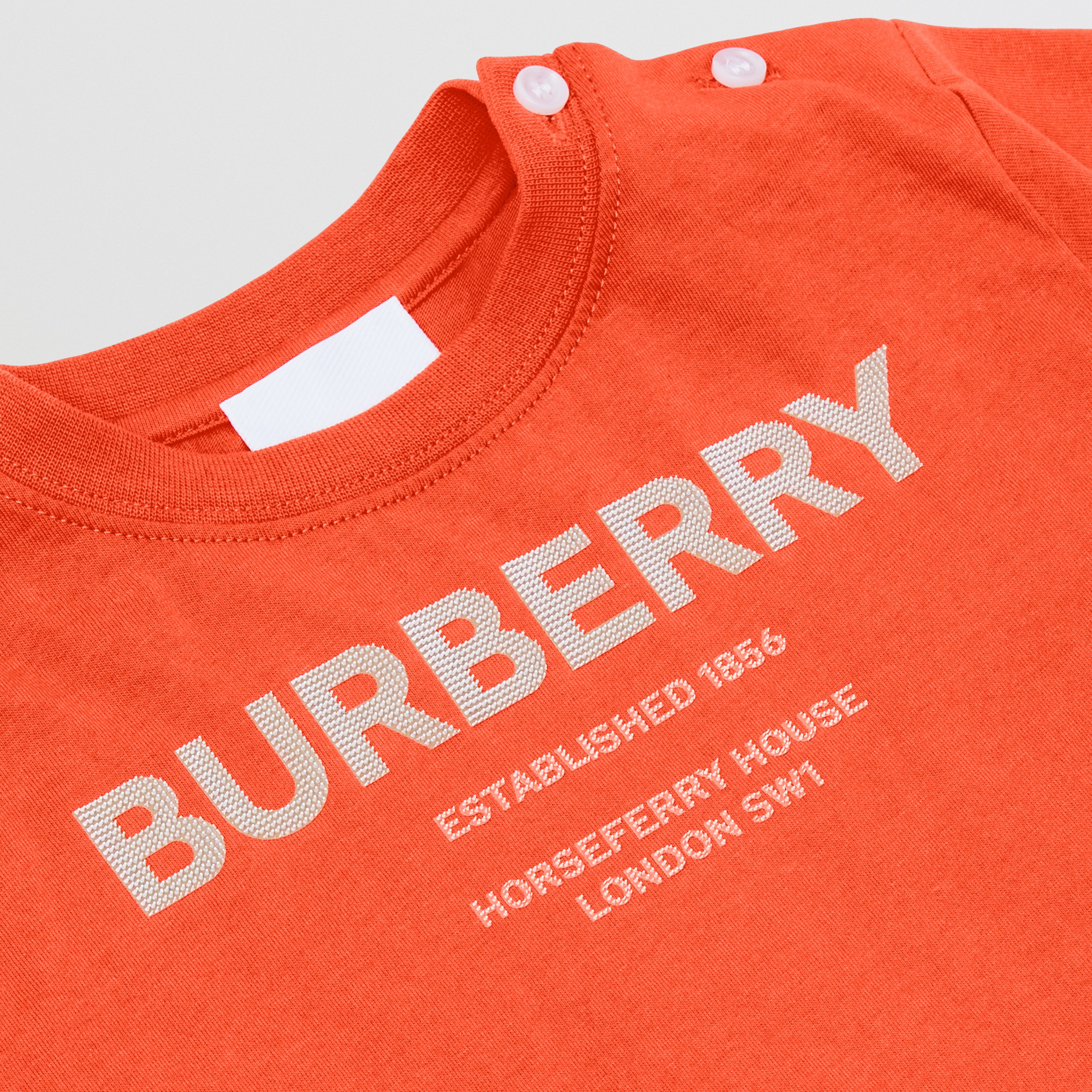 Horseferry Print Cotton T-shirt in Vermilion Red - Children | Burberry® Official - 2