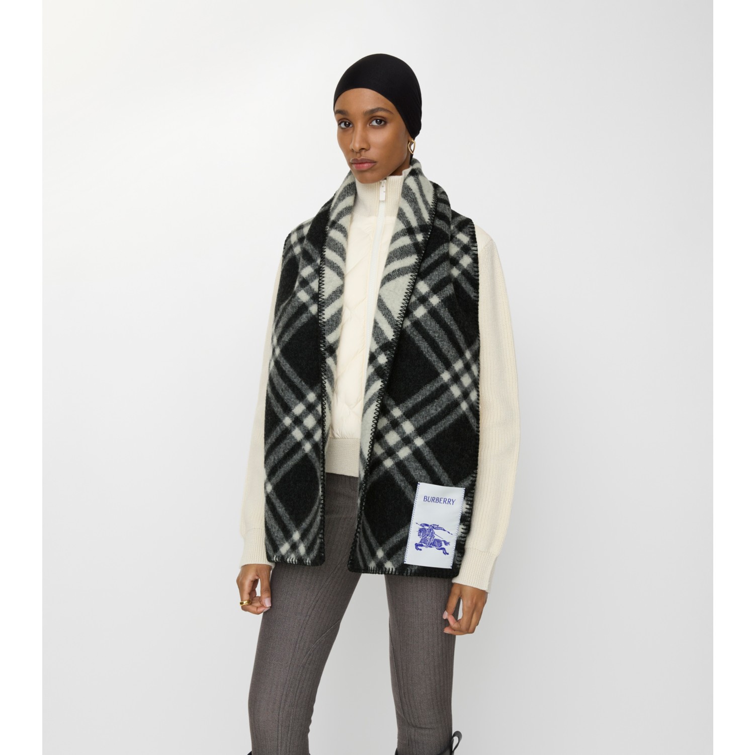 チェック ウールスカーフ (ブラック) | Burberry®公式サイト