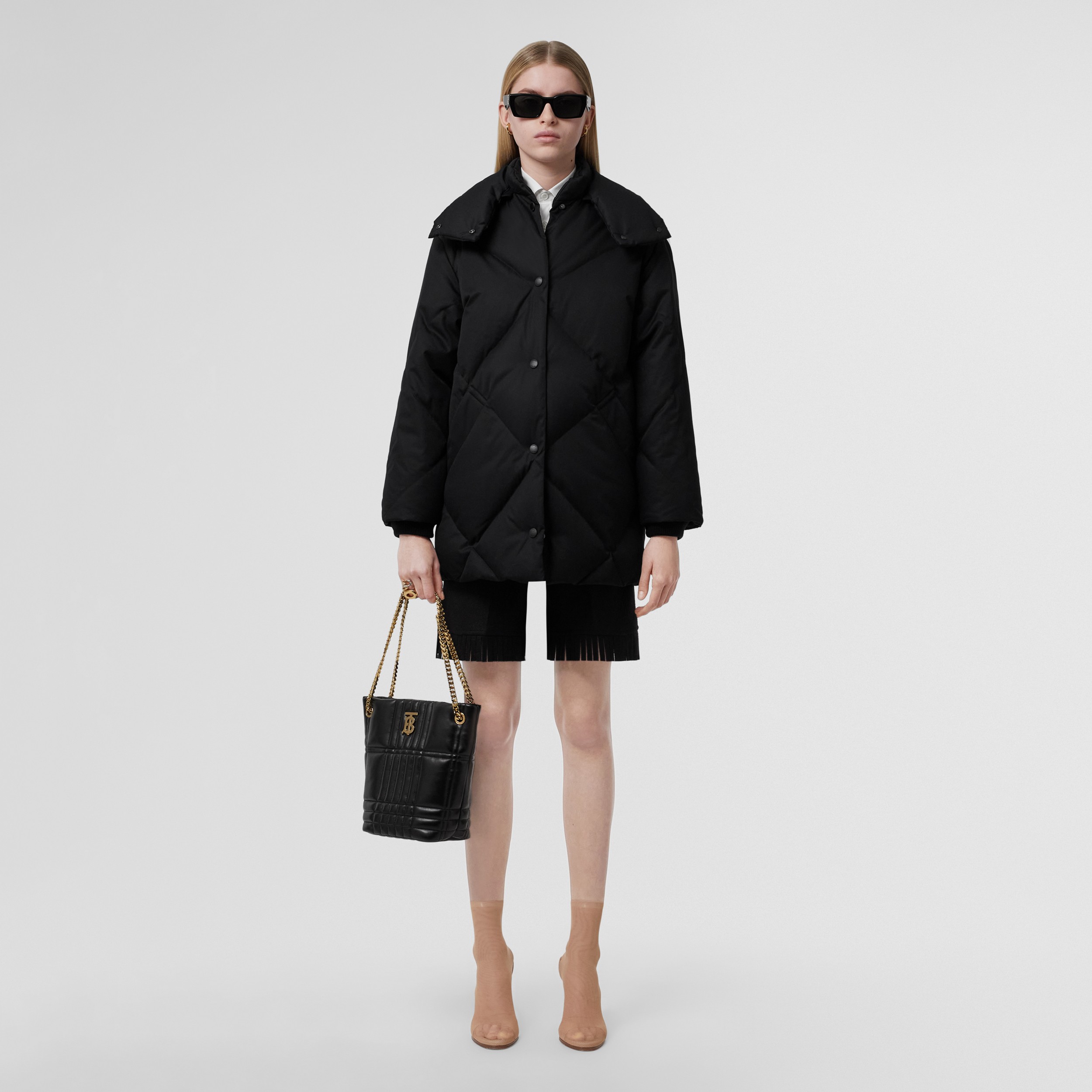 Diamond Quilted Cotton Gabardine Coat in Black - Women | Burberry® Official - 1