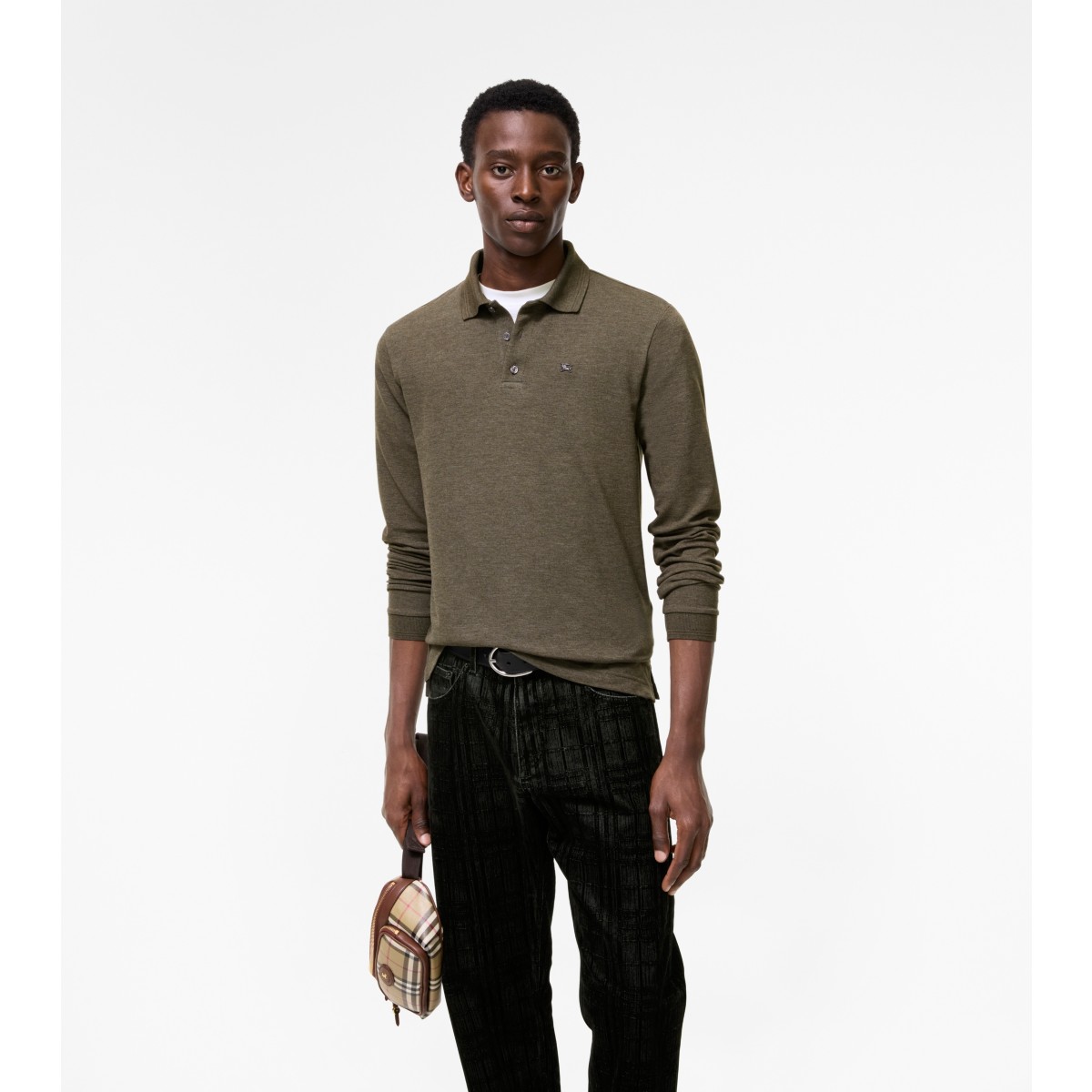  Long-sleeve Wool Cotton Polo Shirt