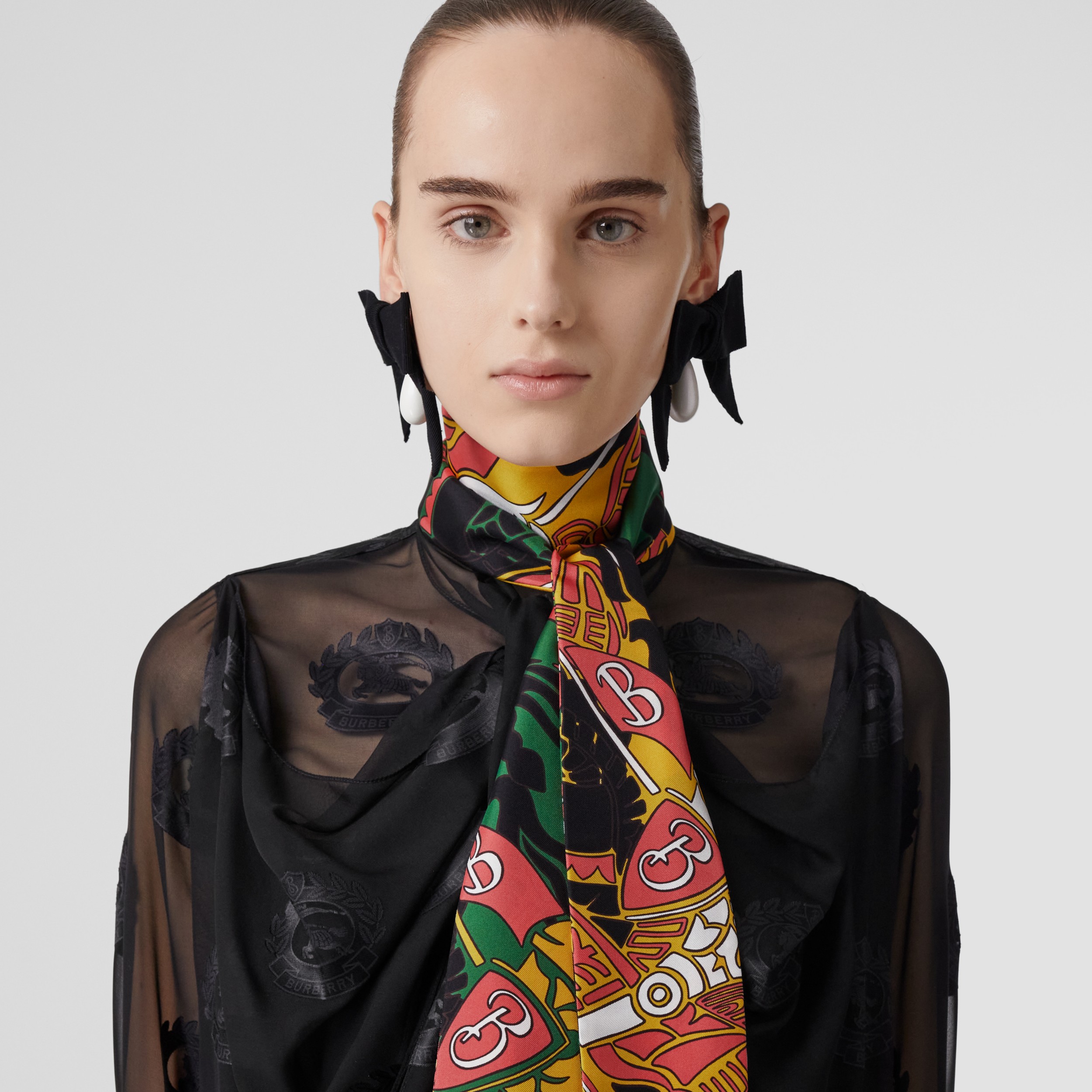 EKD Print Silk Skinny Scarf in Multicolour Women Burberry® Official