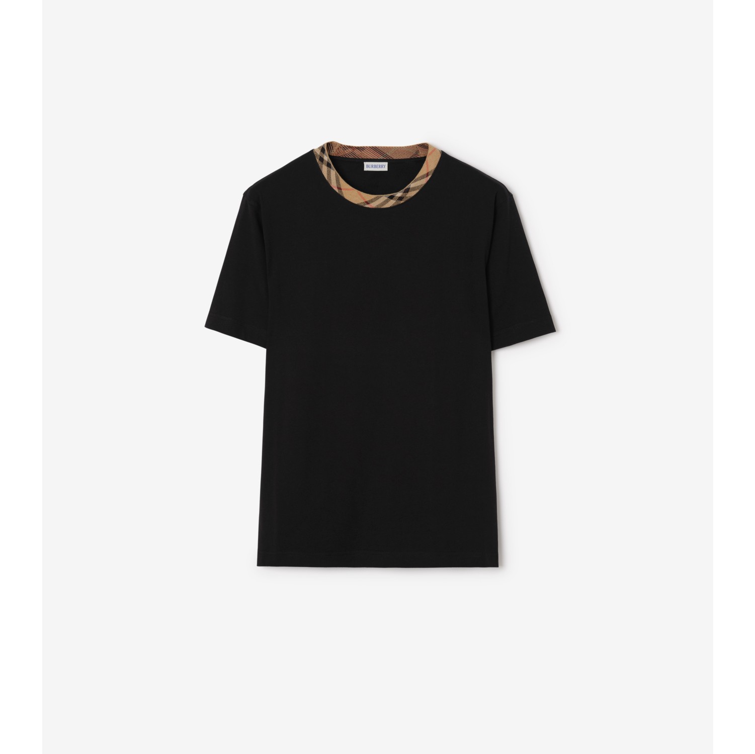 Check Trim Cotton T-shirt