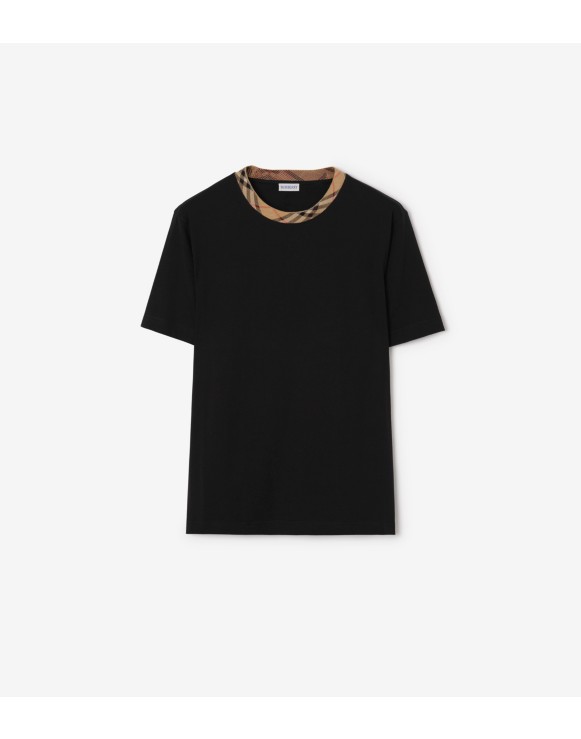 Check Trim Cotton T-shirt