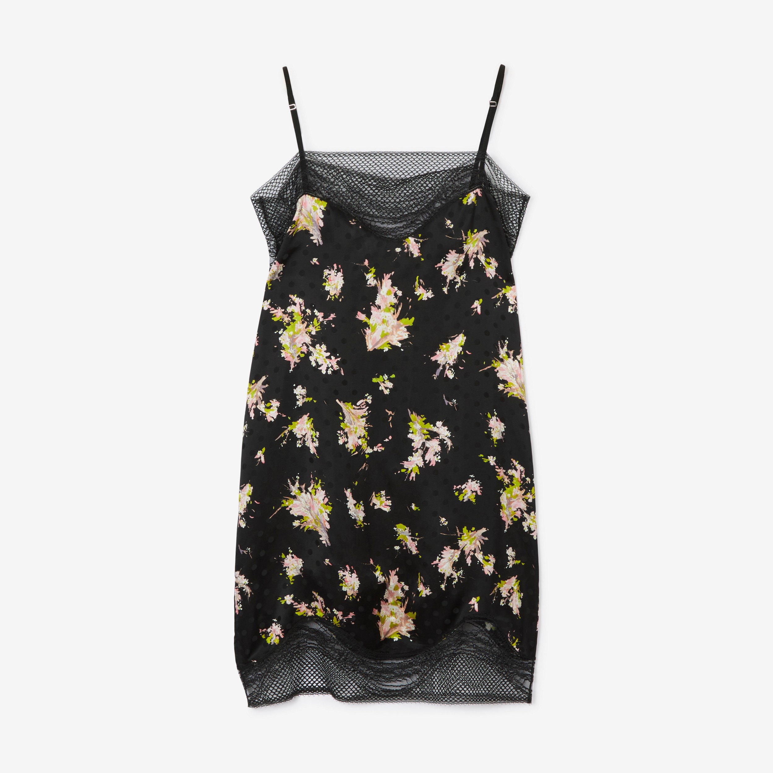 Floral Print Viscose Slip Dress in Black - Women | Burberry® Official - 1