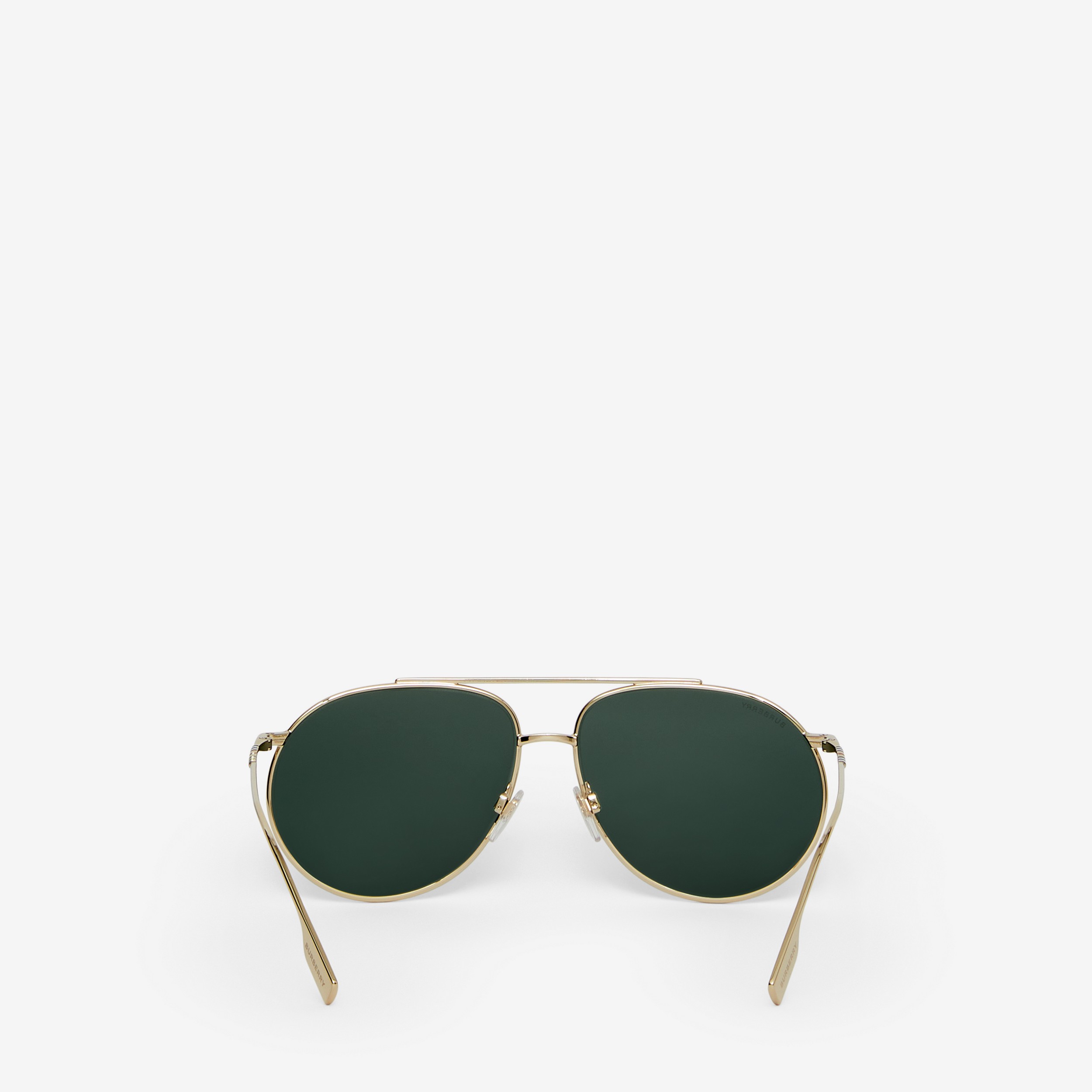 Oversize-Fliegersonnenbrille mit Streifendetail (Helles Goldfarben/dunkelgrün) - Damen | Burberry® - 3