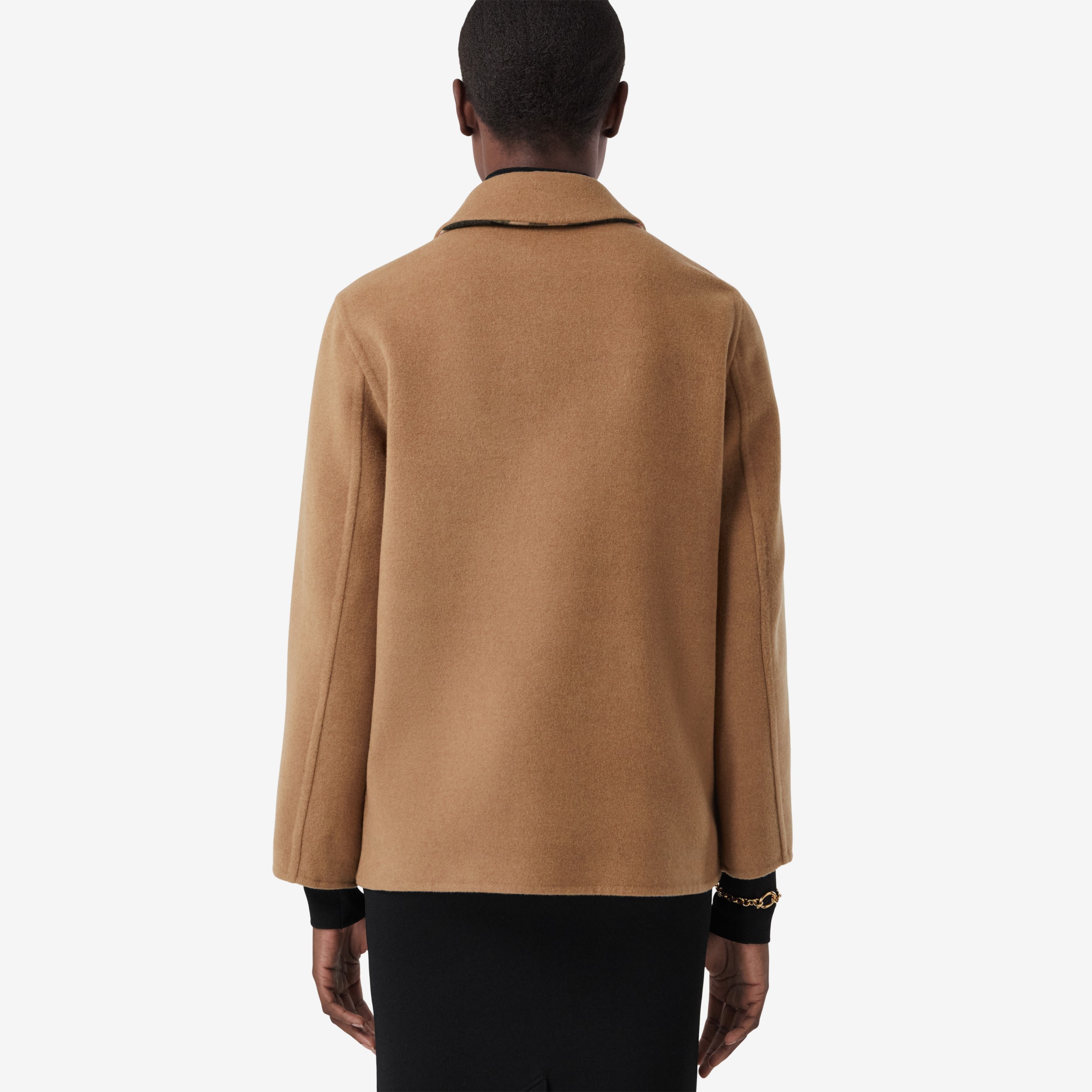 Check Detail Wool Barn Jacket in Archive Beige - Women | Burberry® Official - 3