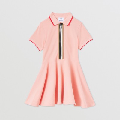 pink and white shirt dress