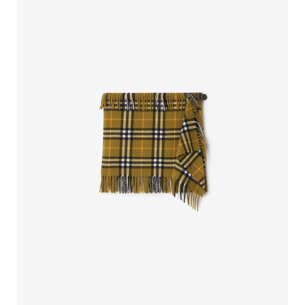 Shop Burberry Check Wool Cashmere Scarf Skirt In Oxide