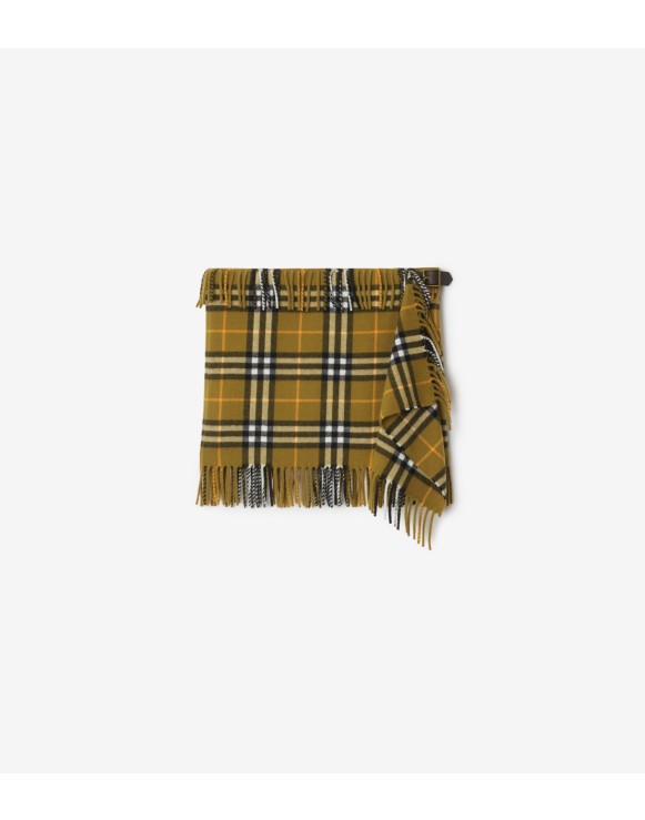 Check Wool Cashmere Scarf Skirt