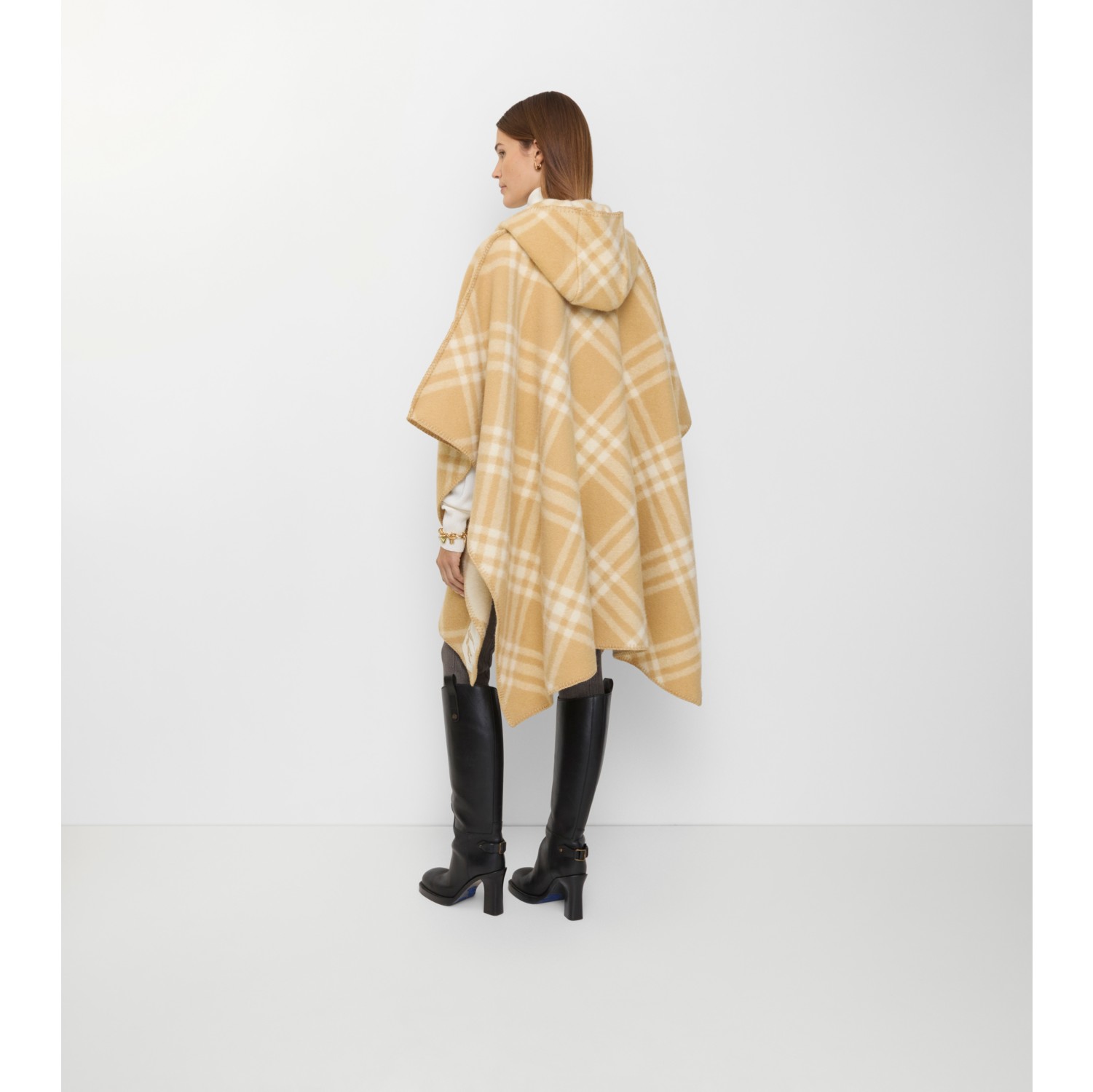Reversible Check Wool Cape