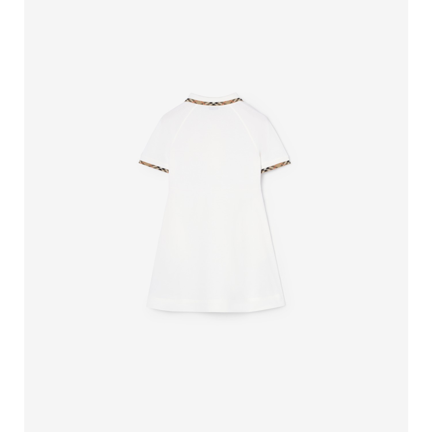 Check Trim Cotton Polo Shirt Dress