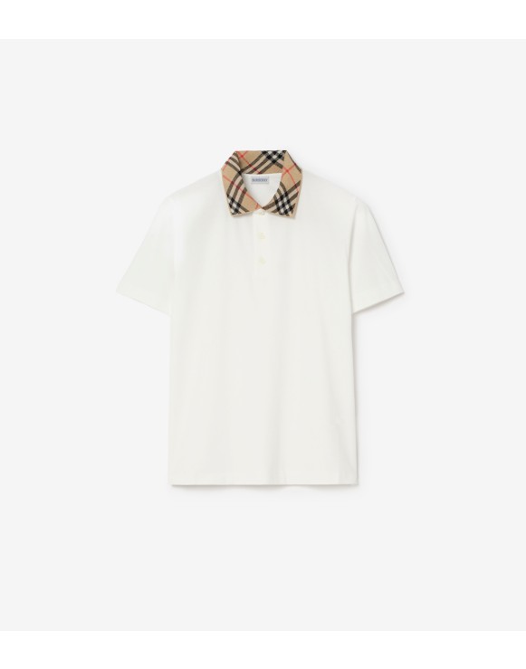 Check Collar Cotton Polo Shirt