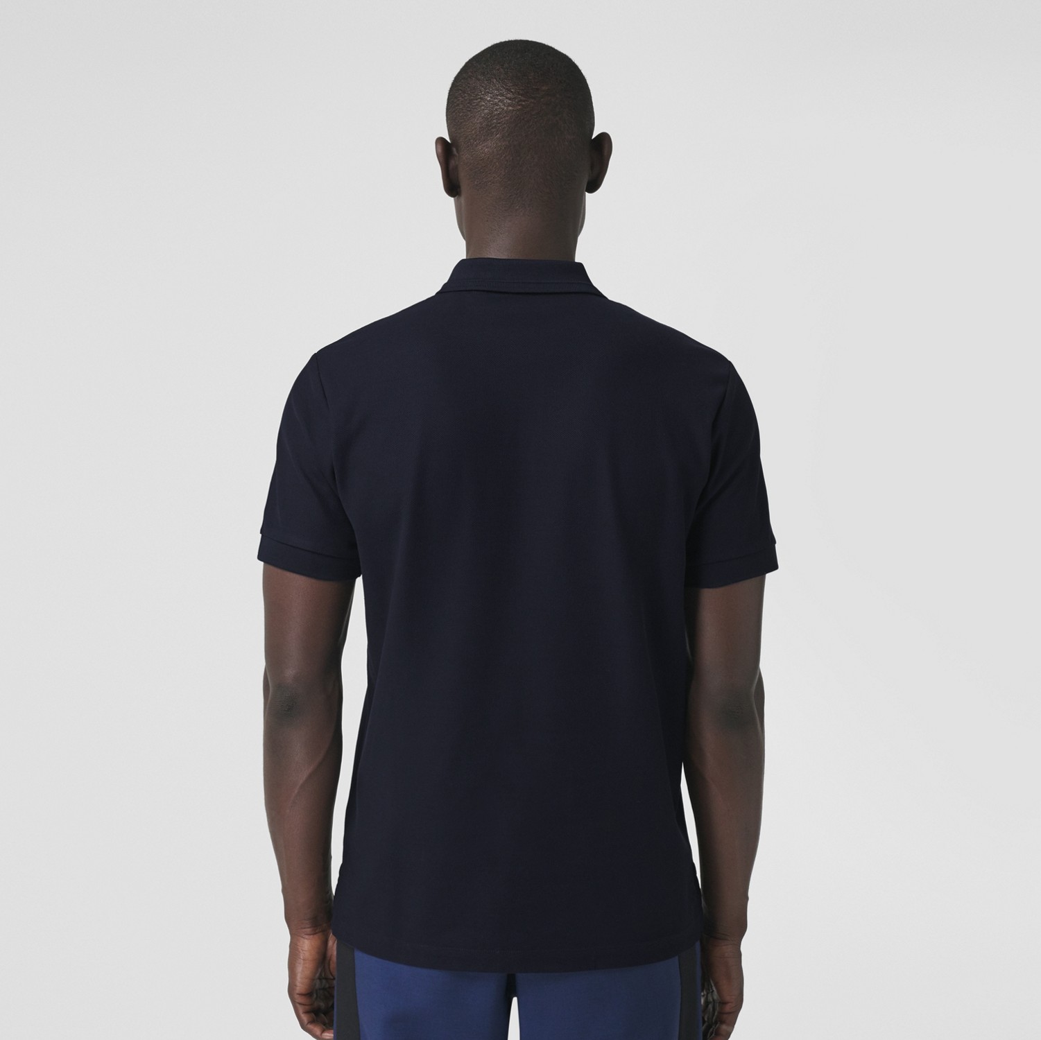 Monogram Motif Cotton Piqué Polo Shirt in Coal Blue - Men | Burberry® Official