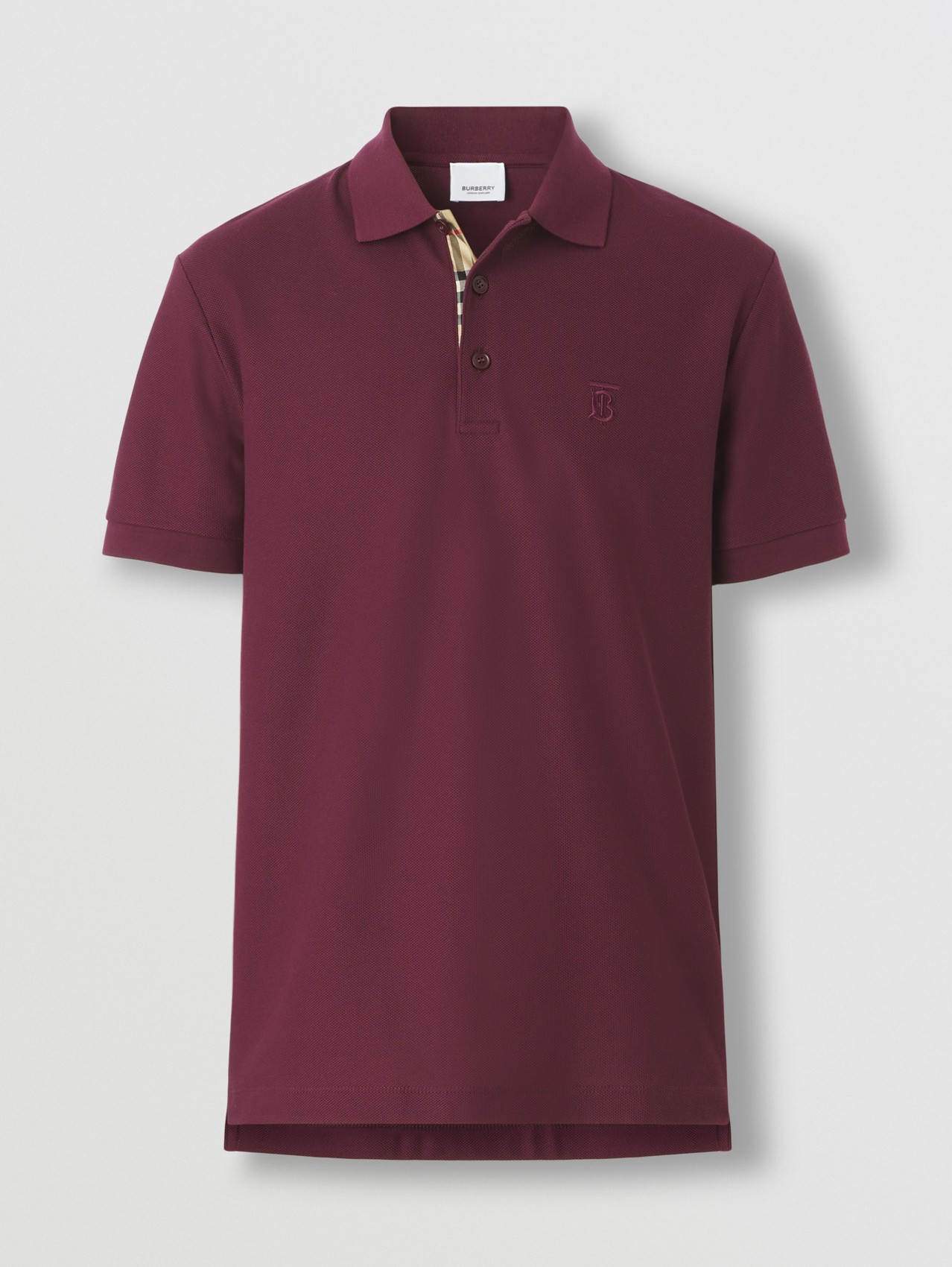 Monogram Motif Cotton Piqué Polo Shirt in Deep Maroon