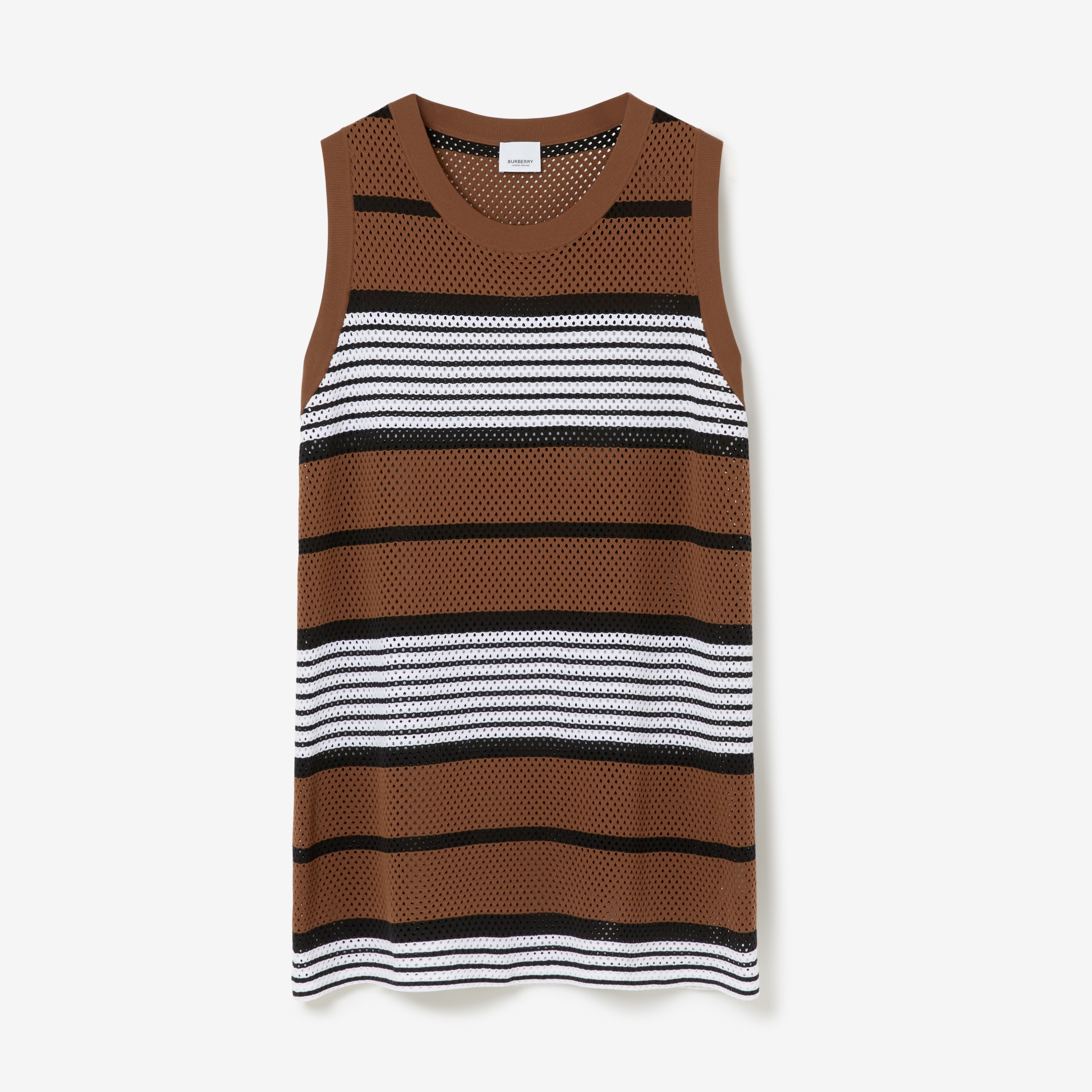 Stripe Print Nylon Vest in Dark Birch Brown - Men | Burberry® Official - 1