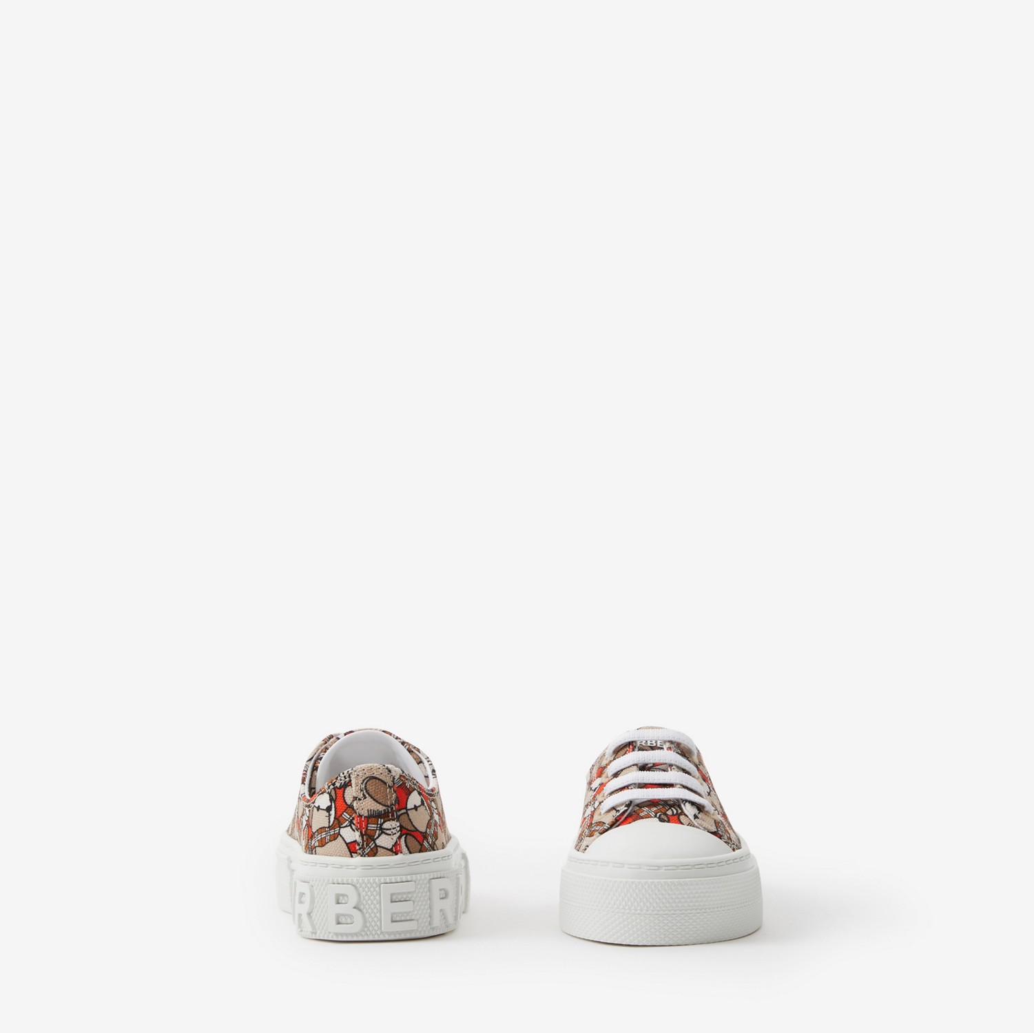 Thomas Bear Print Cotton Sneakers in Scarlet Orange - Children | Burberry® Official